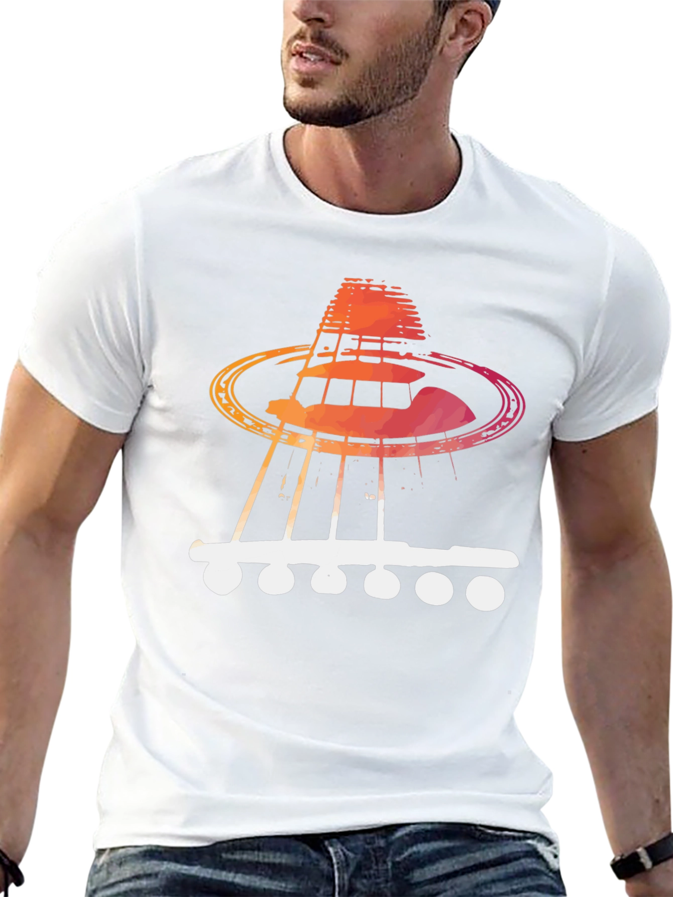 Guitar UFO T-Shirt - Music Alien Abduction Tee