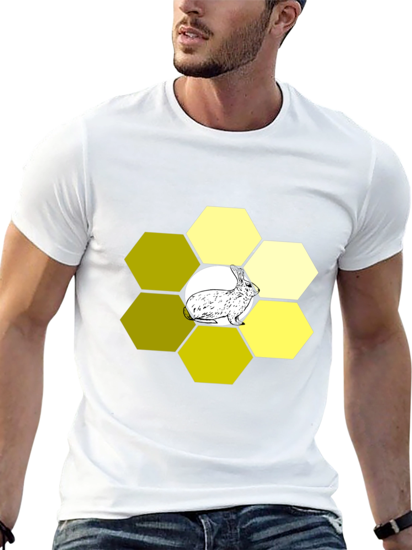 Honeycomb Rabbit Graphic Tee - Unique Design