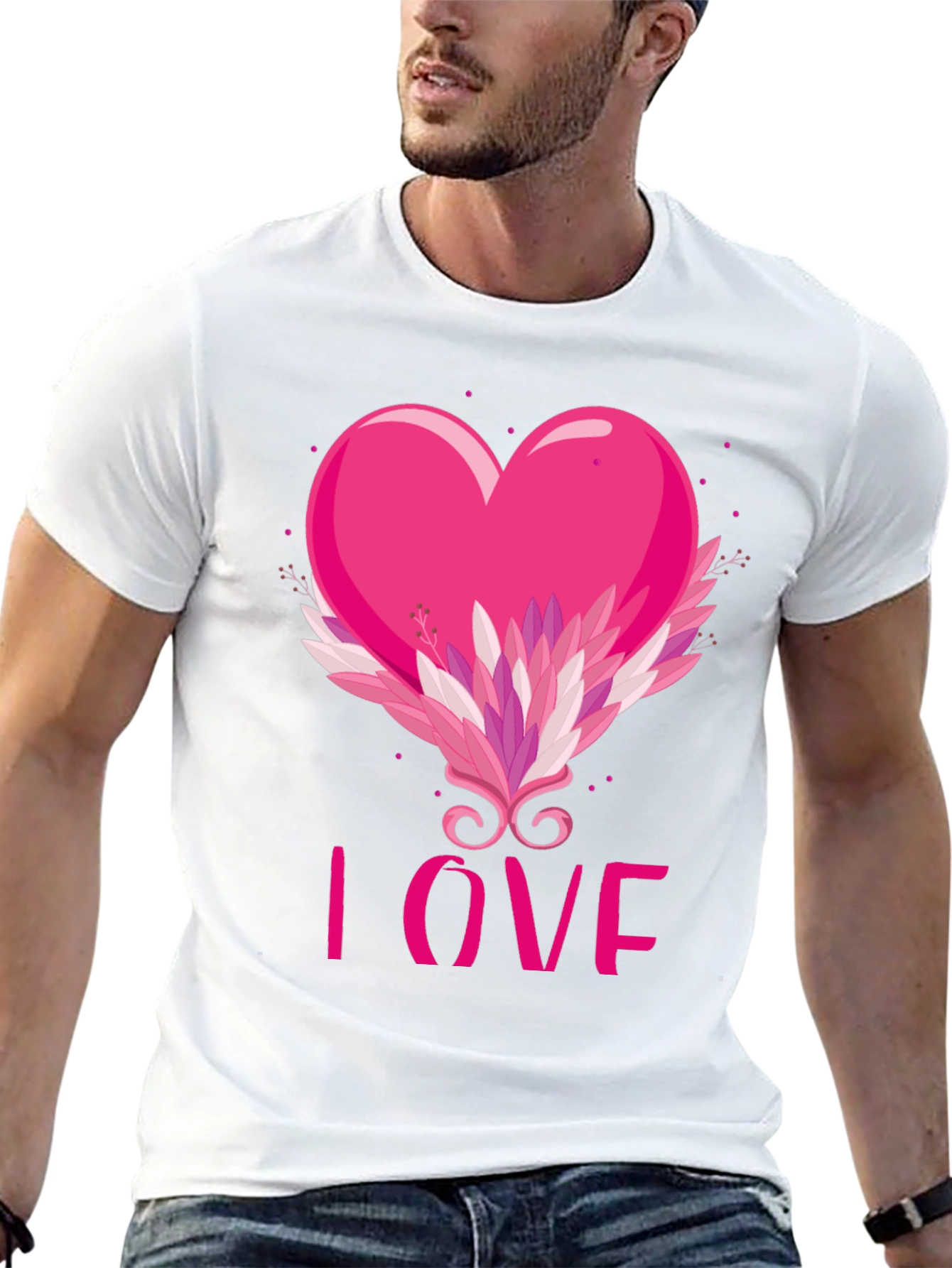 I Love Pink Heart Graphic Tee