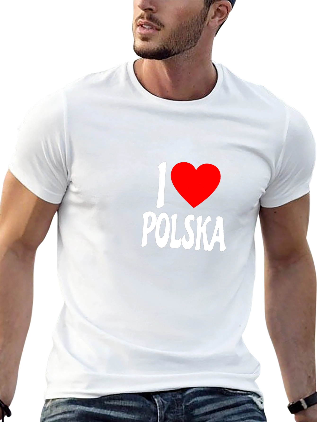 I Love Polska T-Shirt - Black Crew Neck Tee