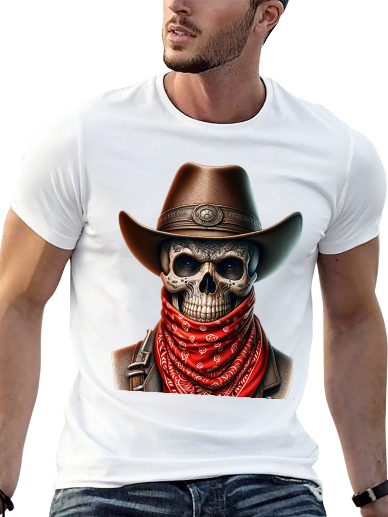 Cowboy Skull Graphic Tee - Black
