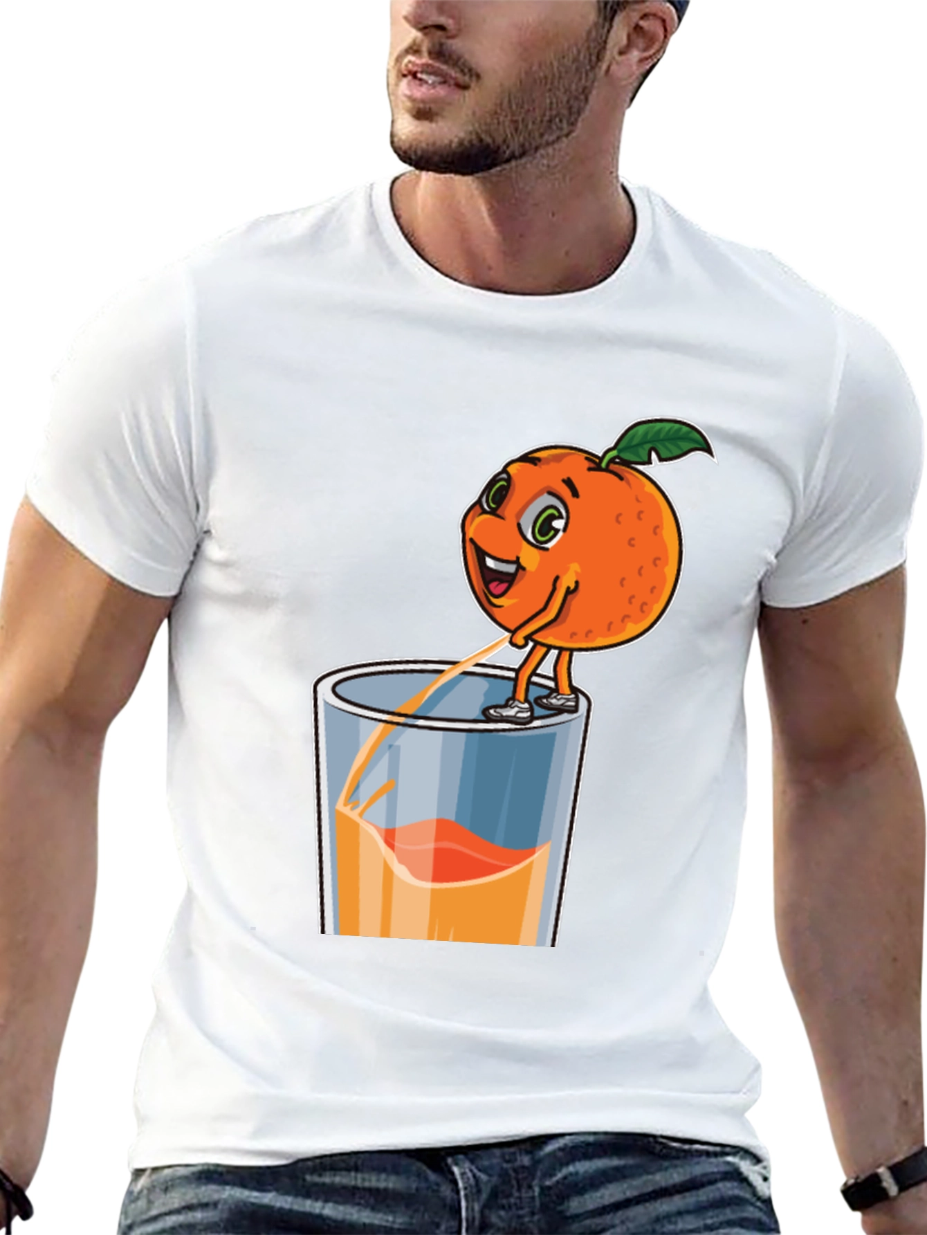 Funny Orange Juice Cartoon Graphic T-Shirt