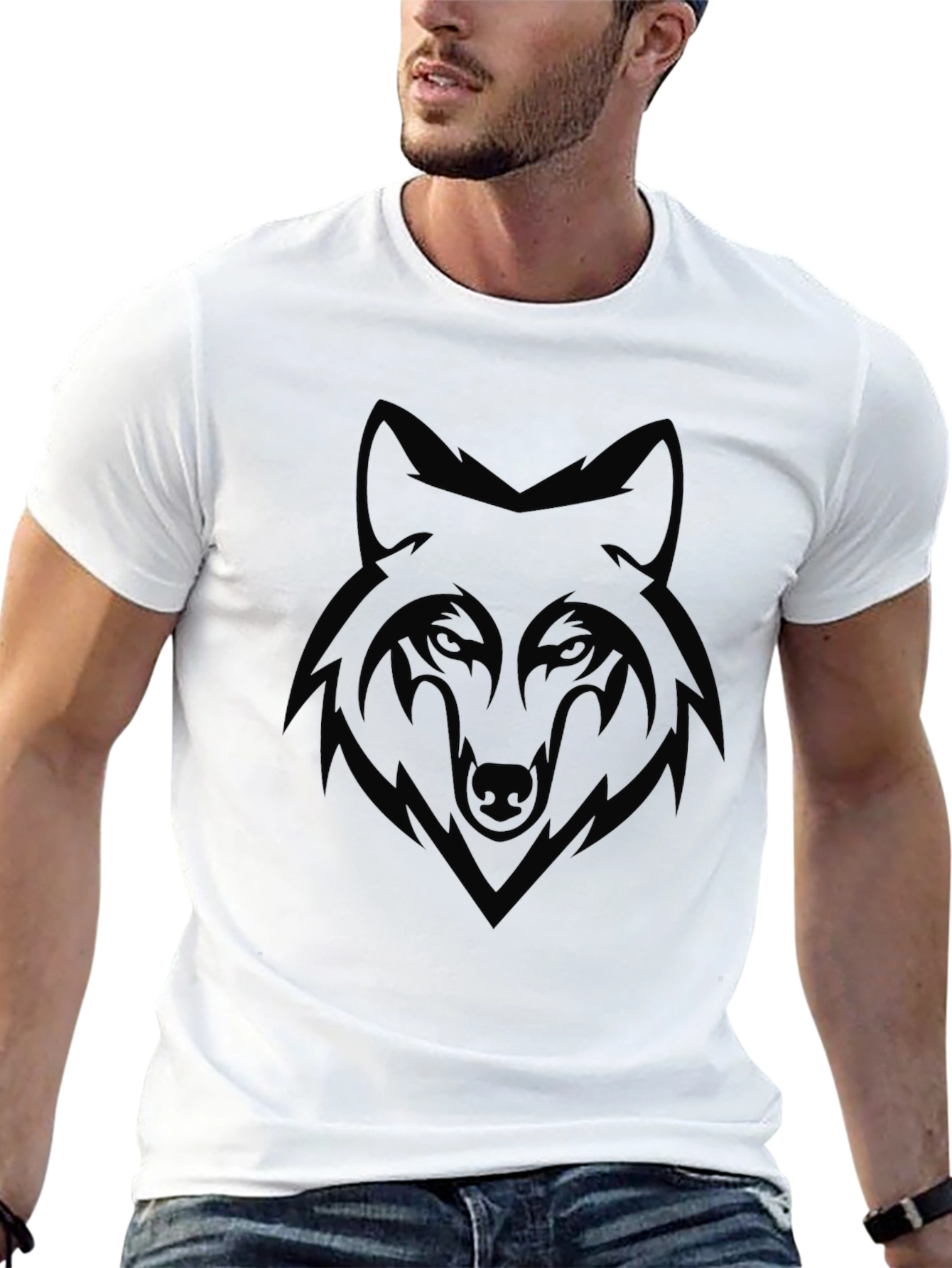 Black Wolf Graphic T-Shirt | Mens Crew Neck Tee