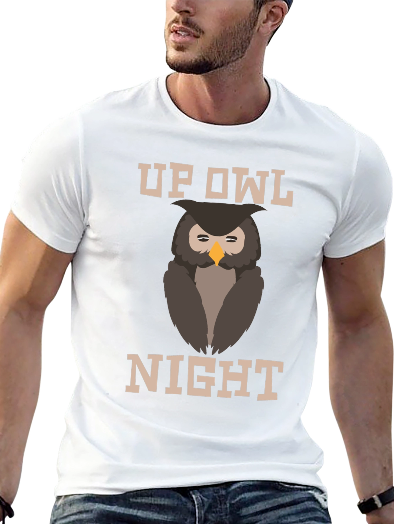Up Owl Night Black Graphic T-Shirt