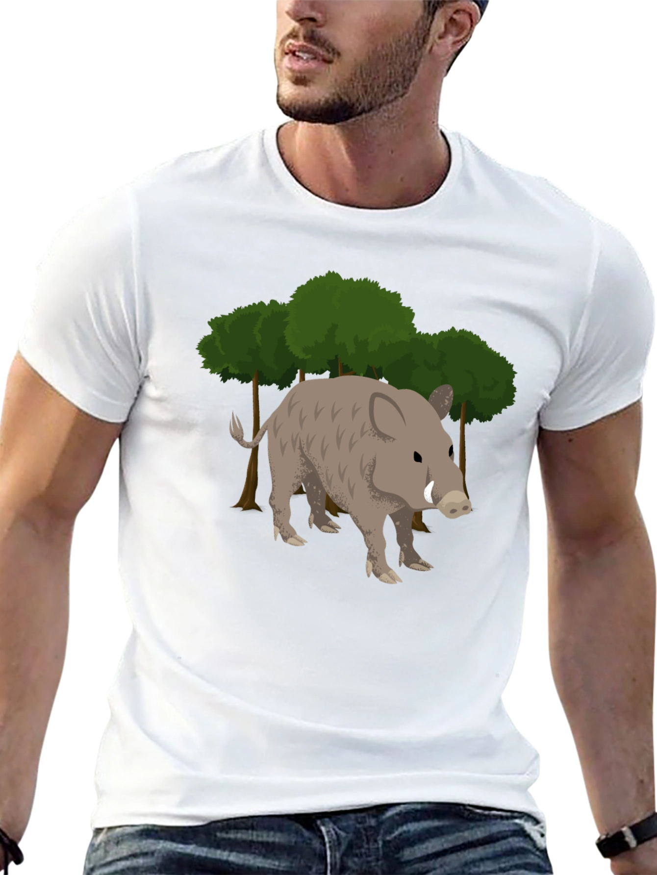 Wild Boar Graphic Tee - Black Cotton T-Shirt