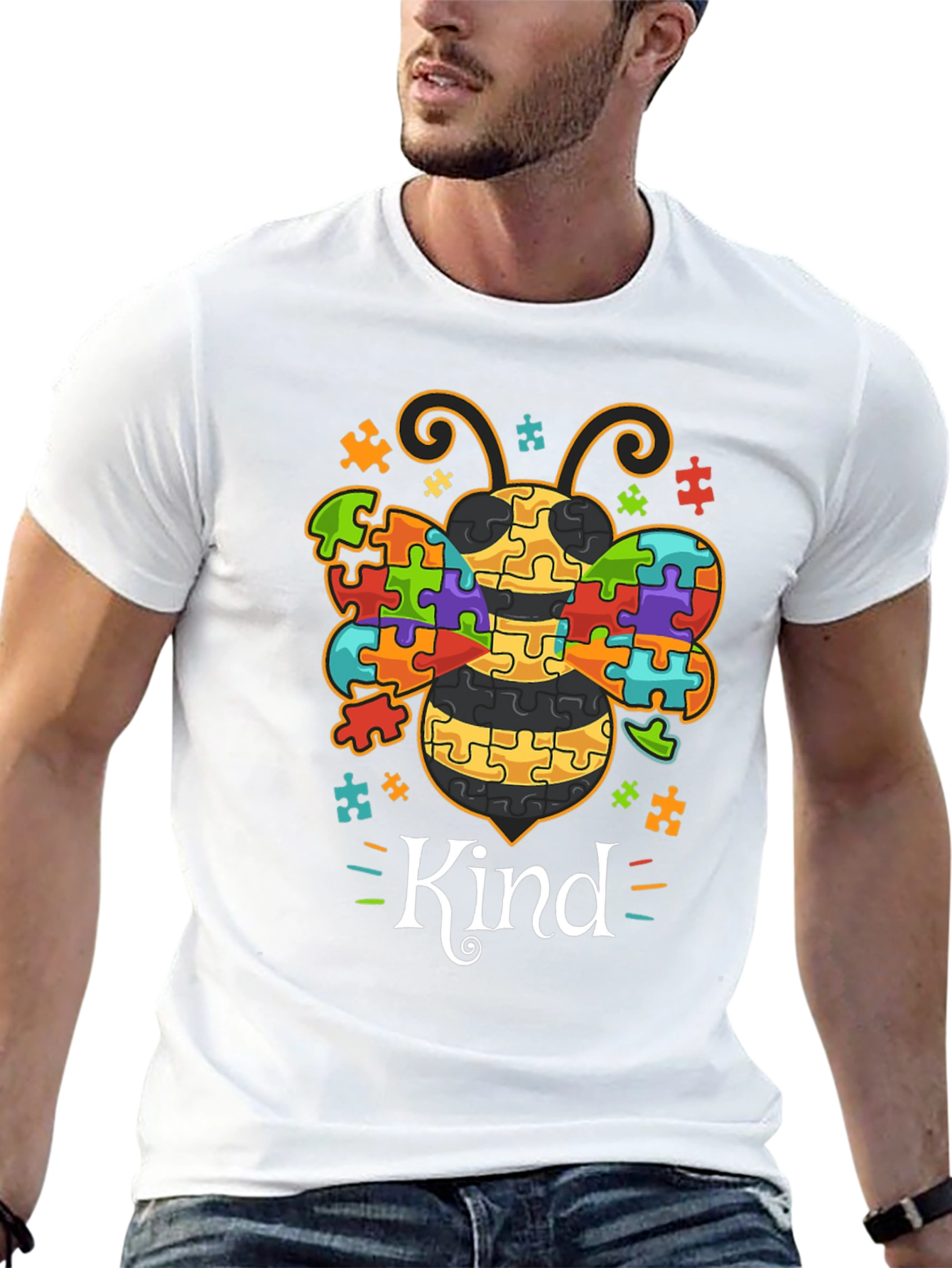 Kind Bee Autism Awareness Puzzle Piece T-Shirt