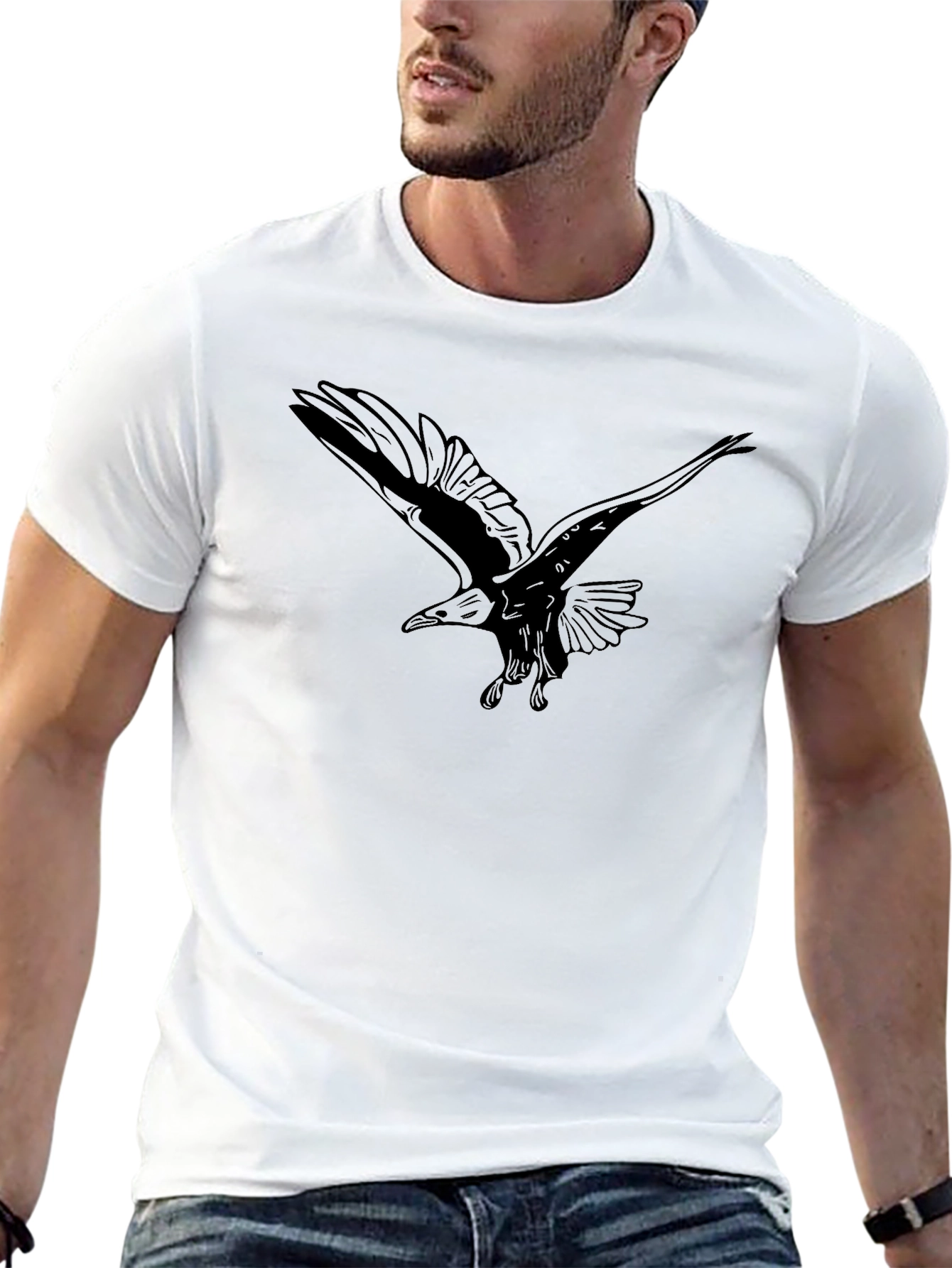 Eagle Graphic Print T-Shirt - Black