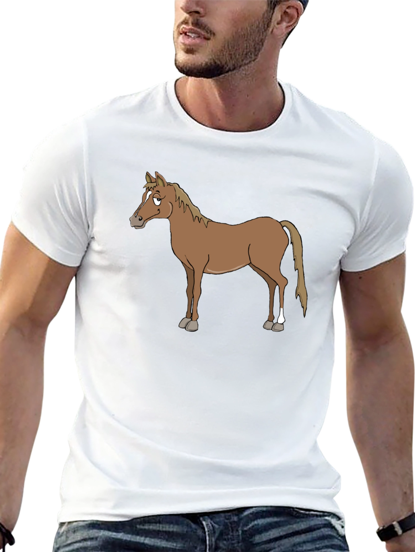 Horse Graphic T-Shirt - Casual Black Tee