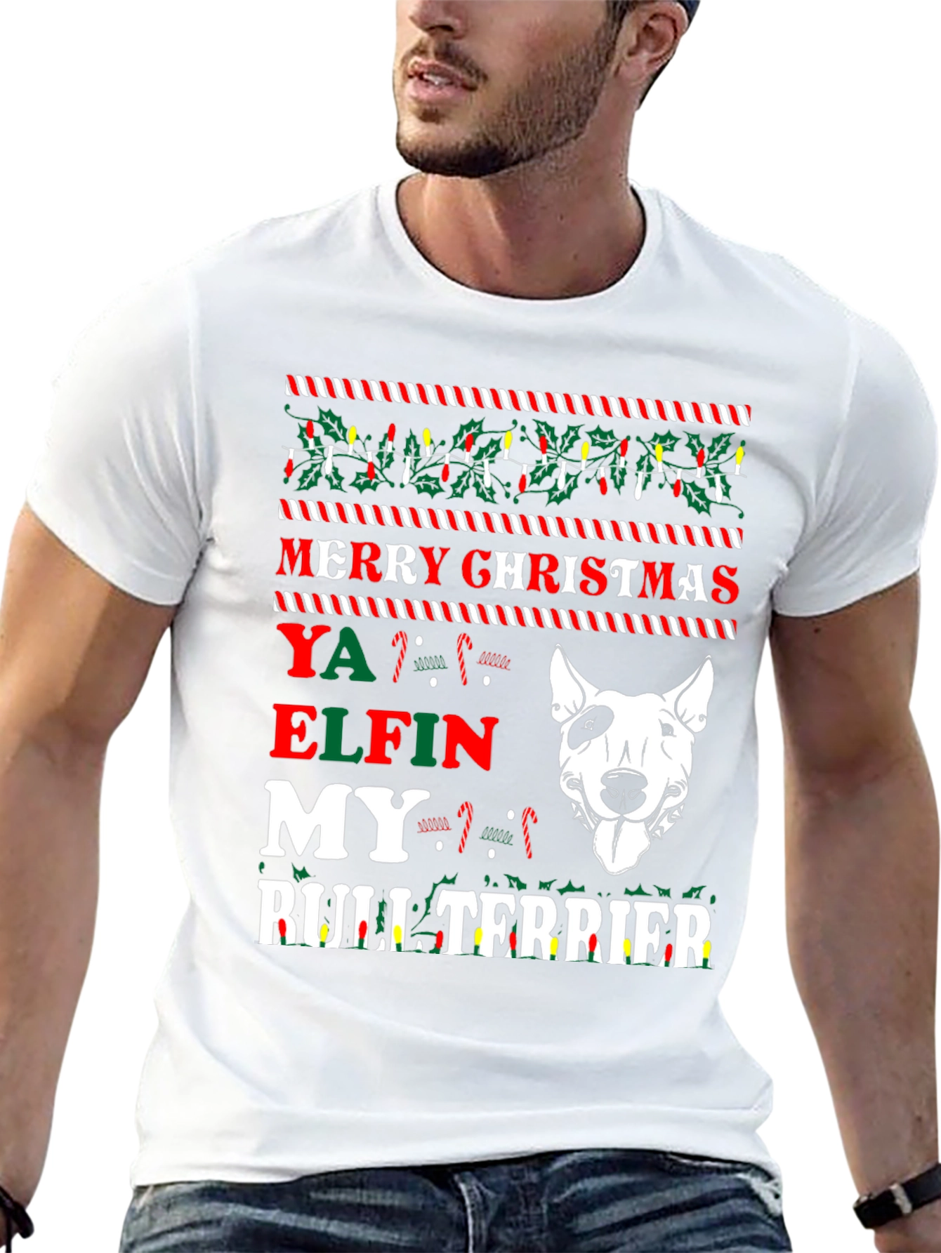 Merry Christmas Ya Elfin Bull Terrier T-Shirt