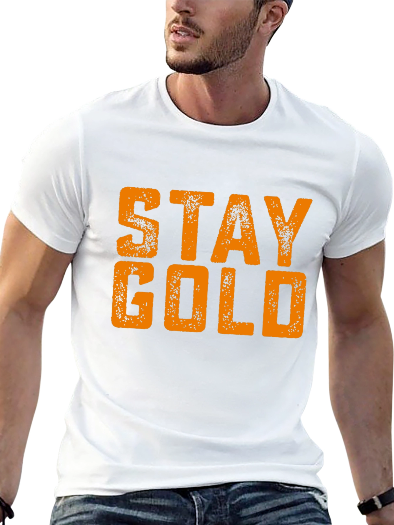 Stay Gold Graphic Print Black T-Shirt