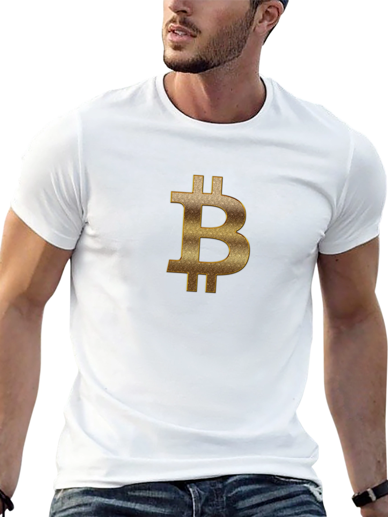 Bitcoin Symbol Black Tee - Golden B Design