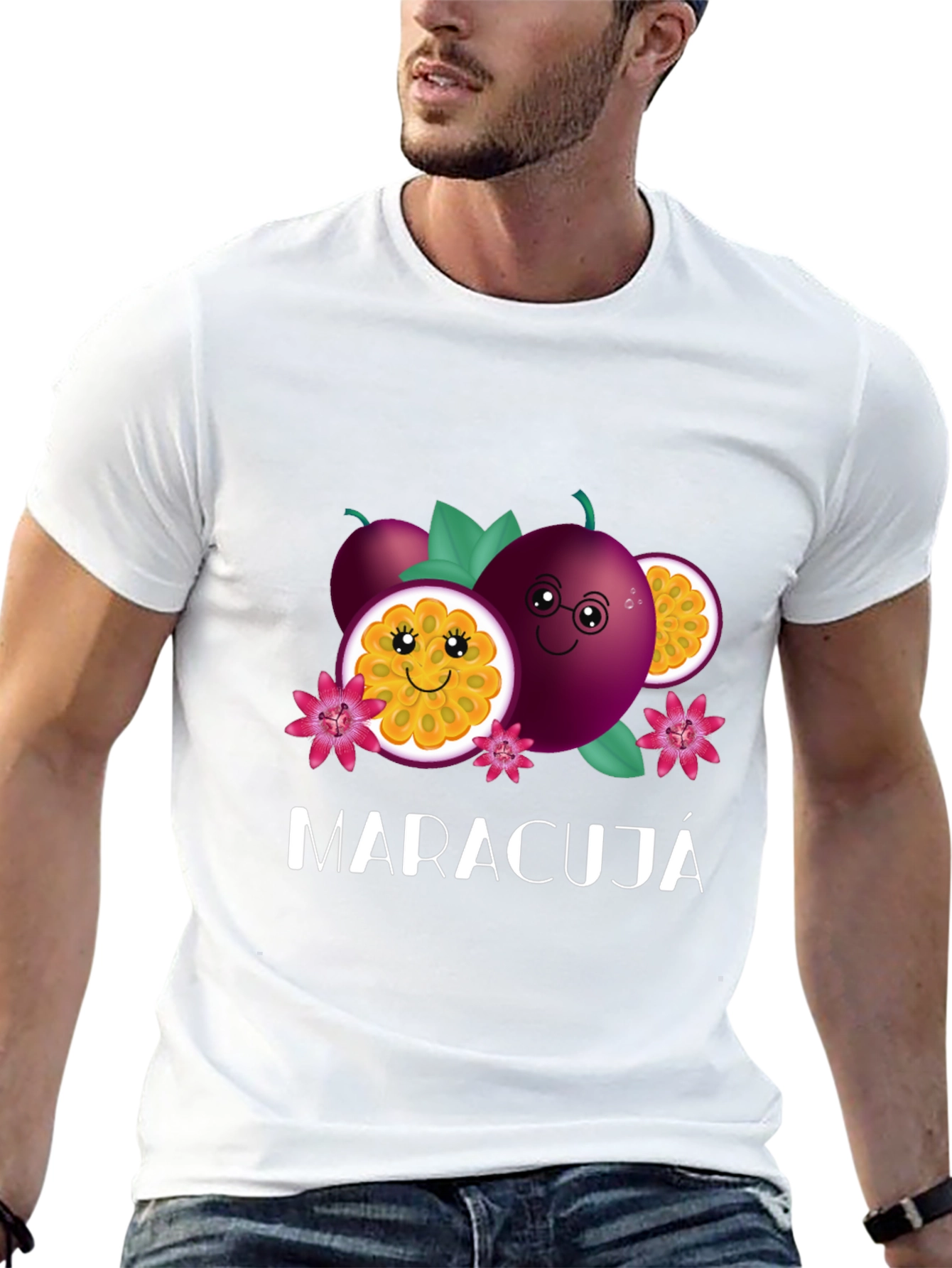 Maracujá Graphic Tee - Passion Fruit Cartoon Design