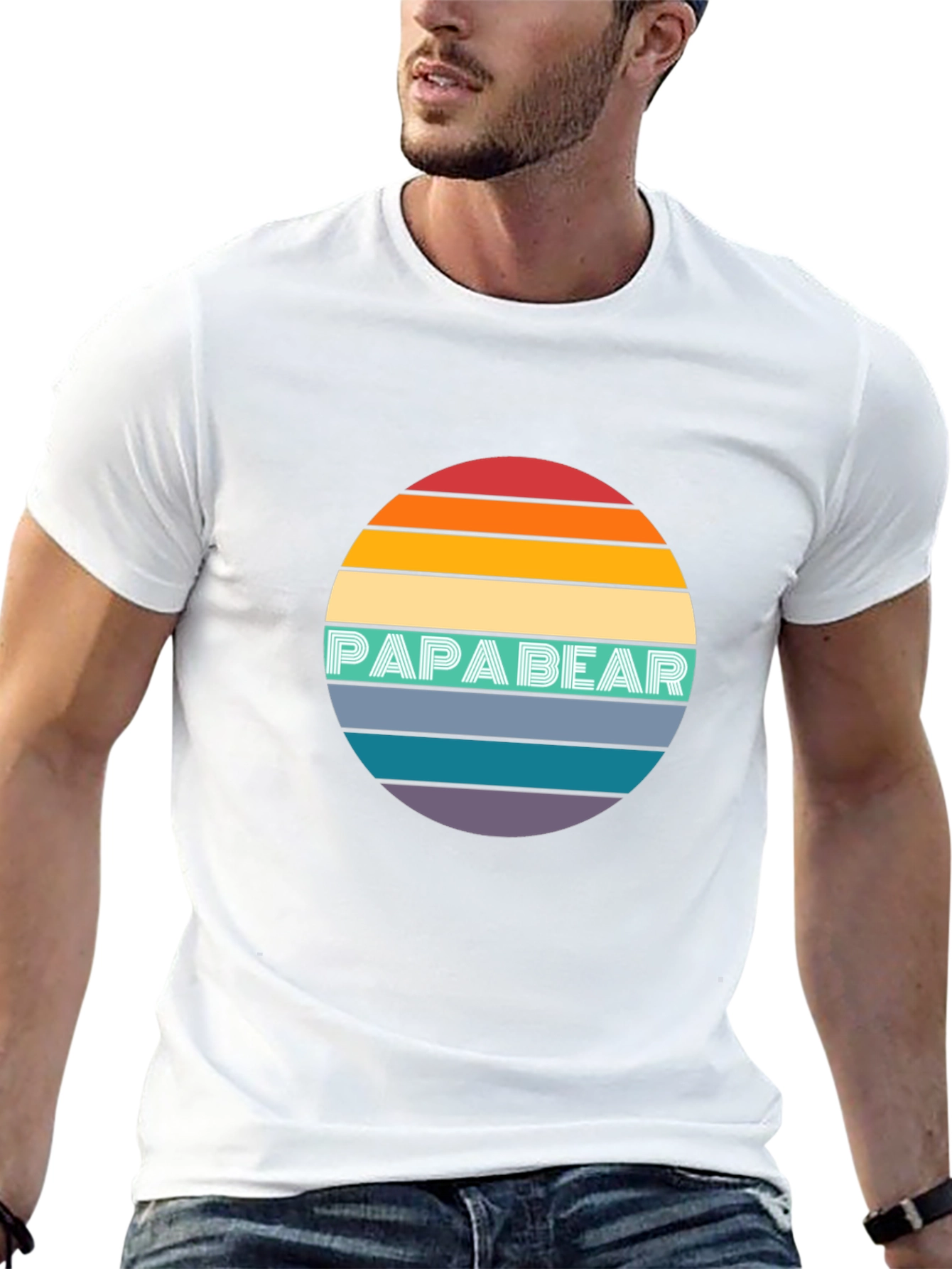 Papa Bear Retro Sunset T-Shirt