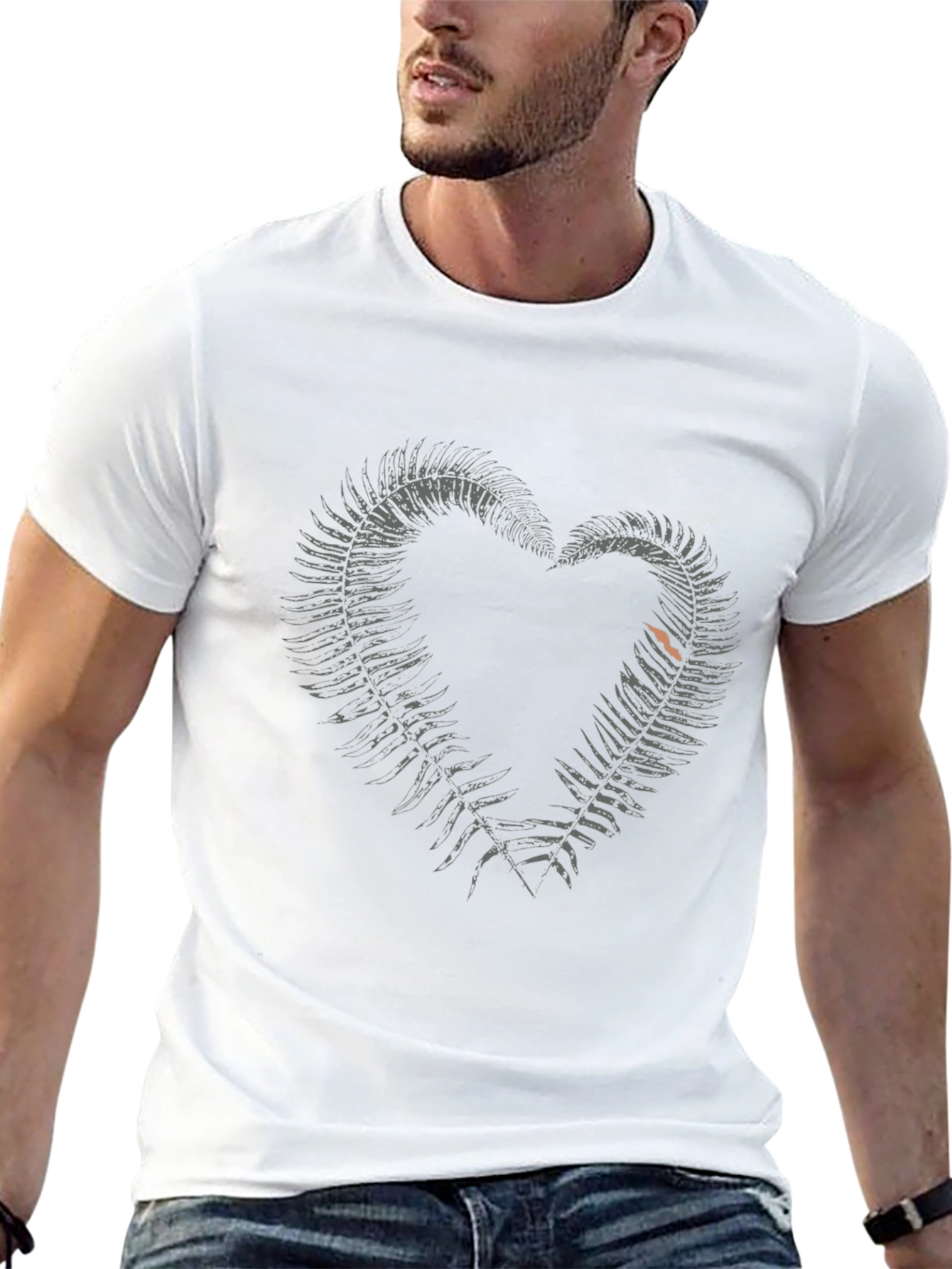 Fern Heart Graphic Tee - Stylish Black T-Shirt