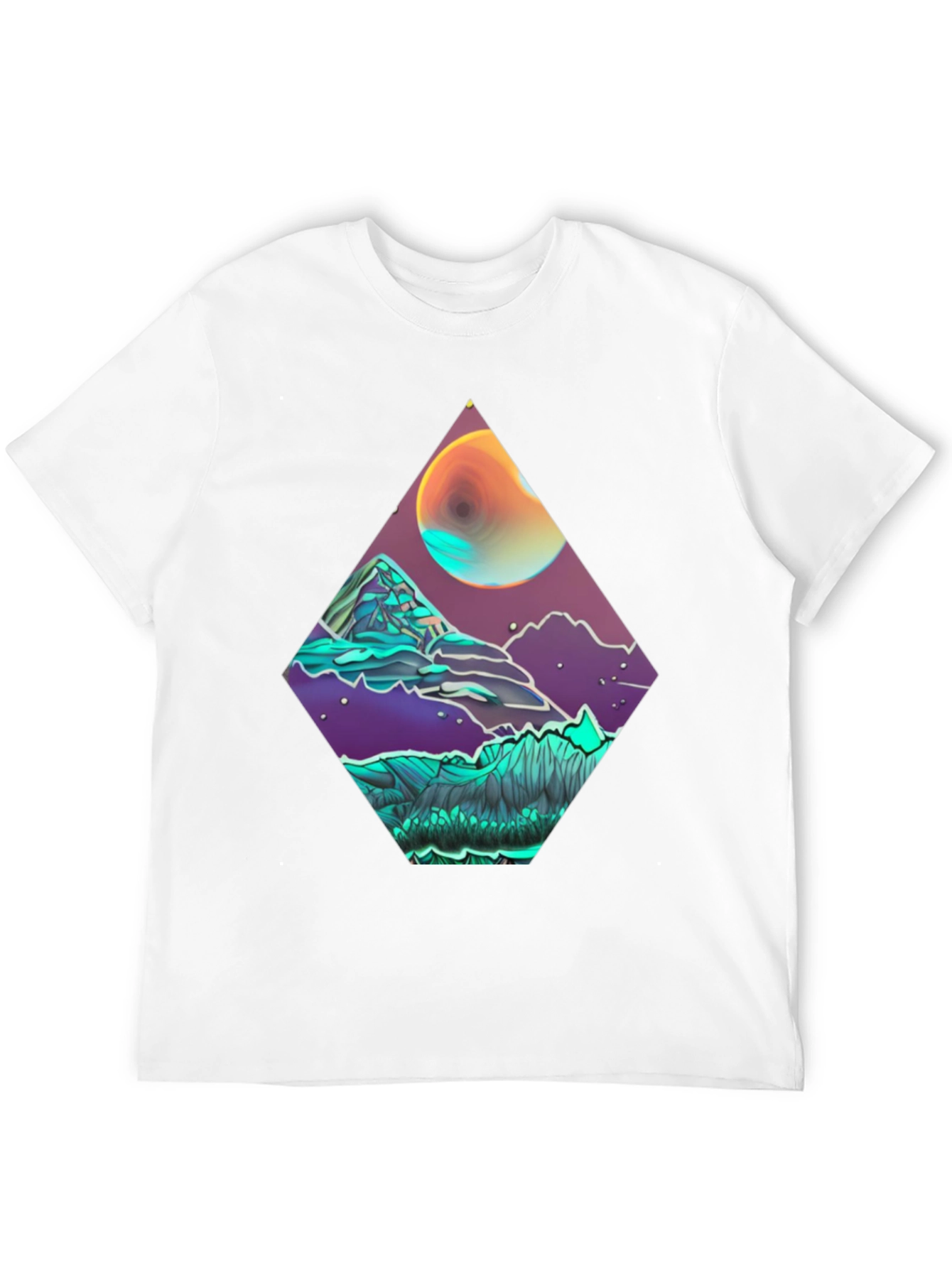 Geometric Moonscape Graphic Tee - Black
