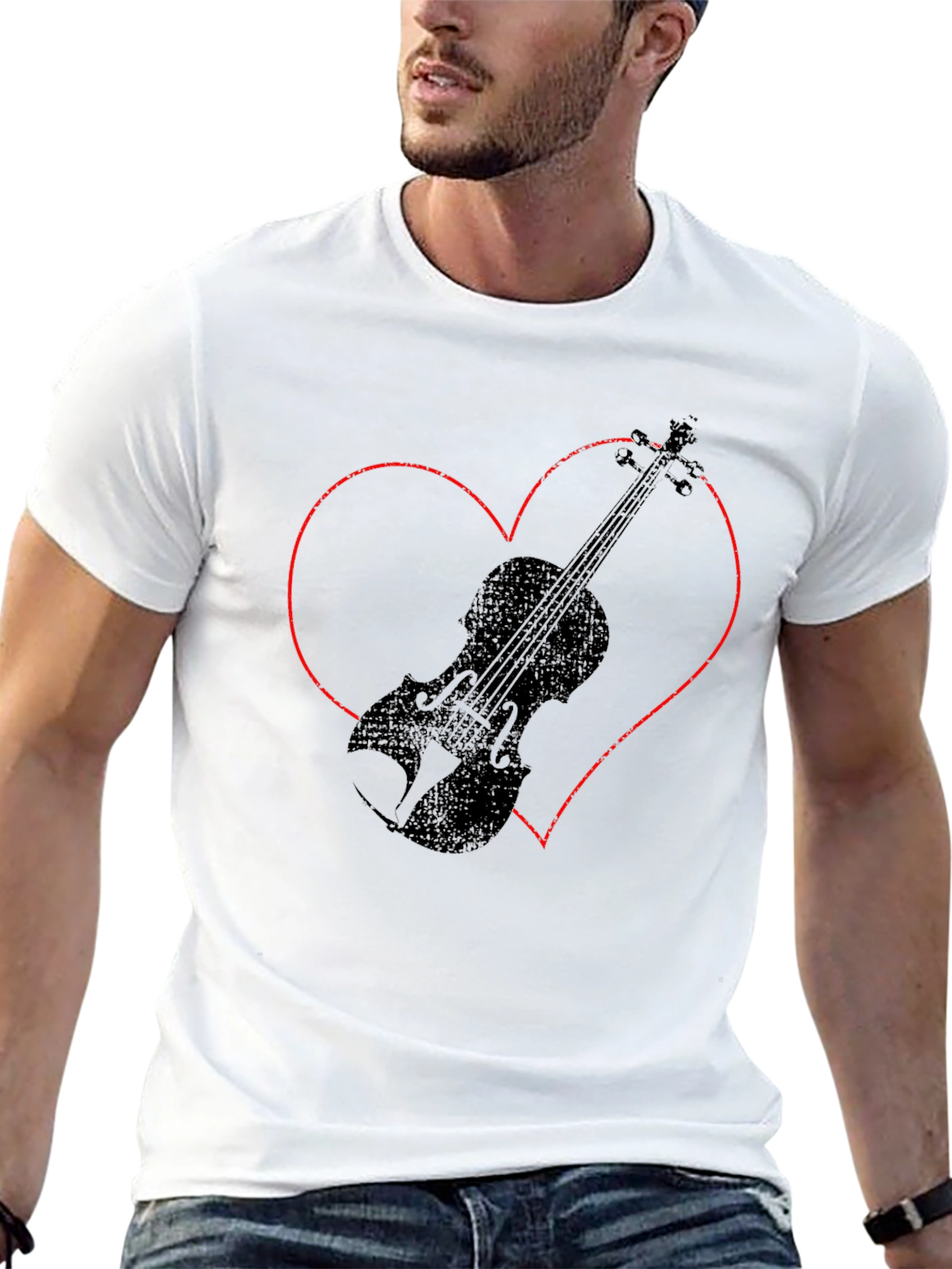 Violin Heart Graphic Tee - Music Lover T-Shirt