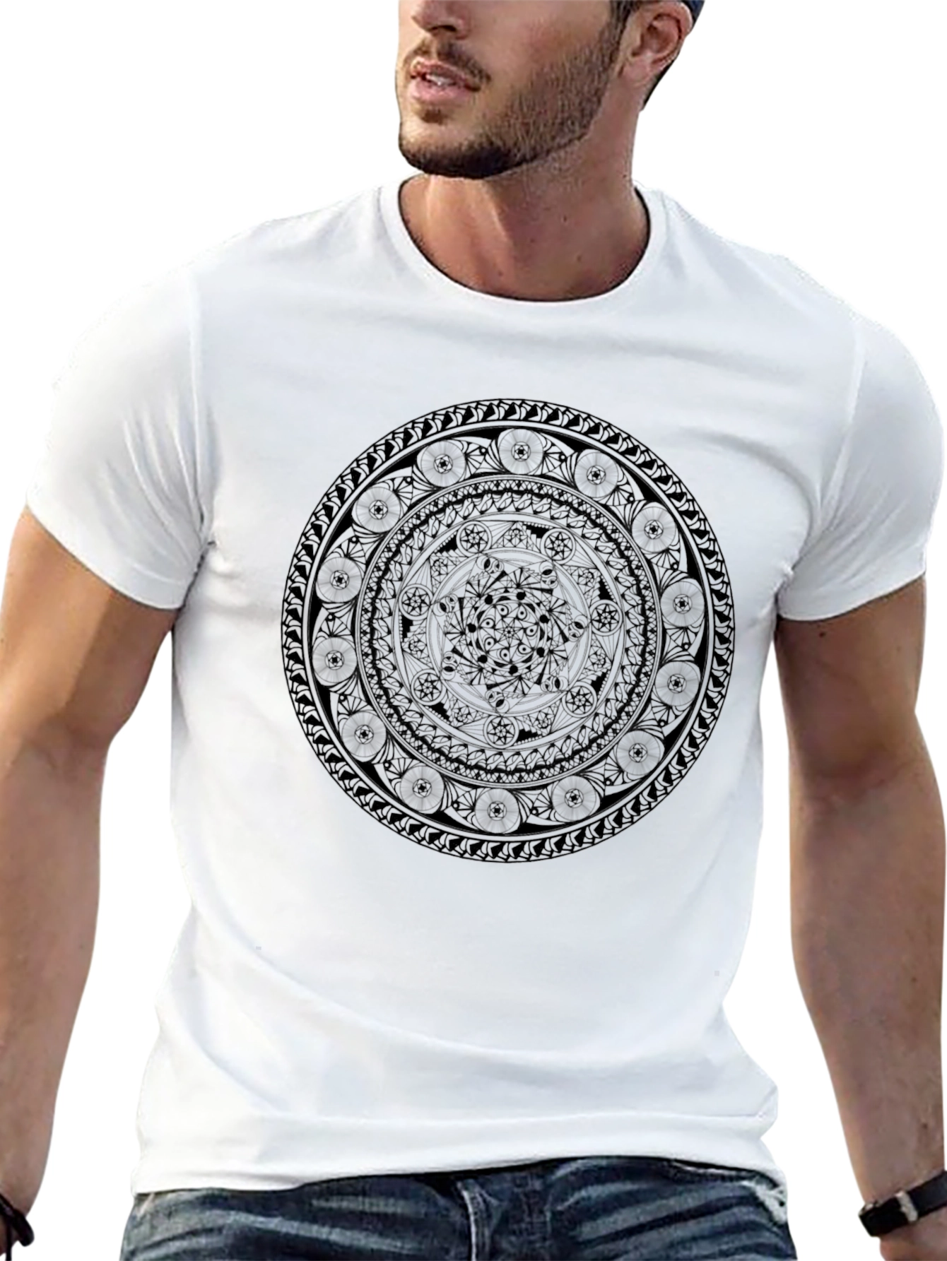 Mandala Graphic Print Black T-Shirt