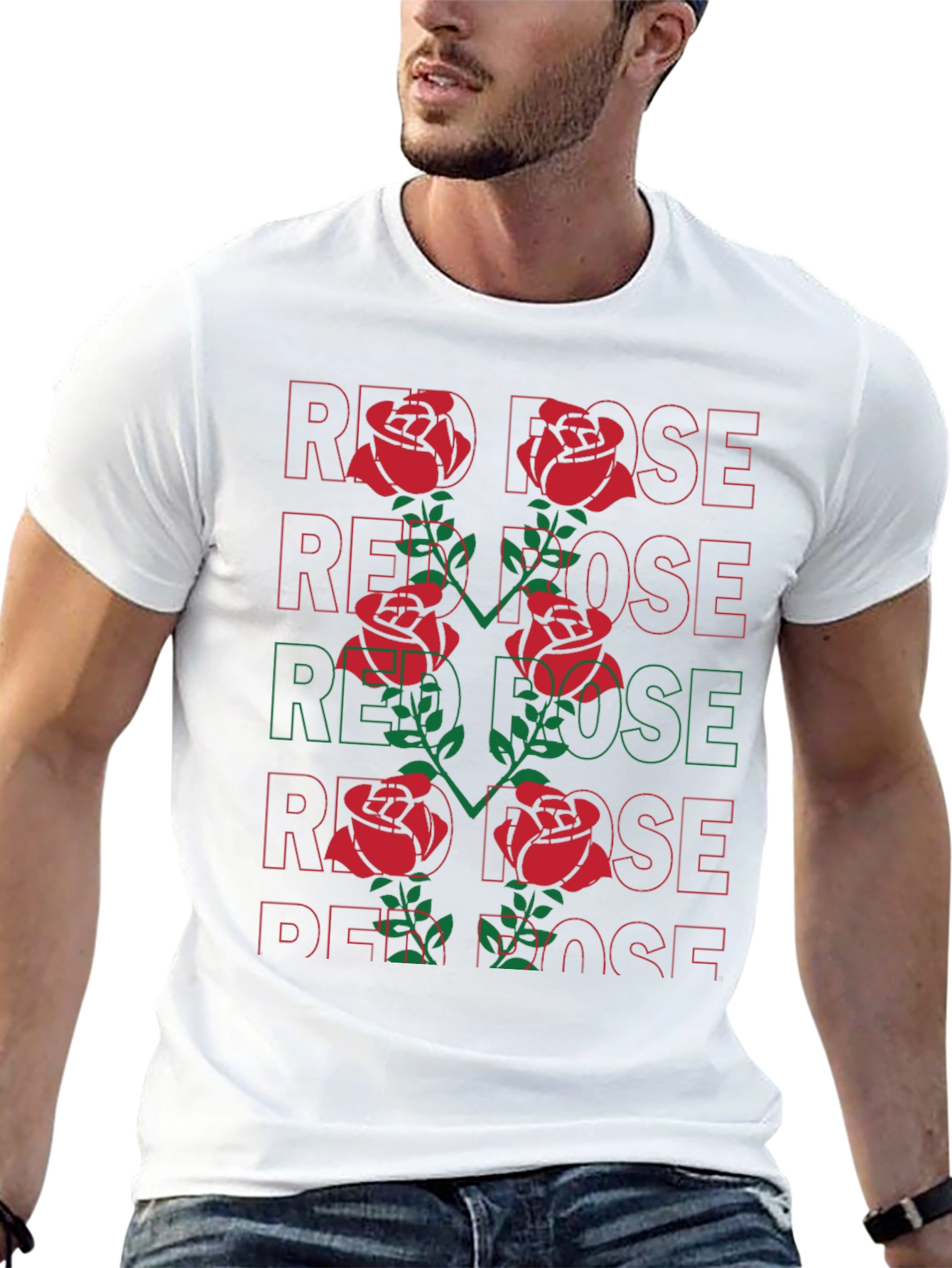 Red Rose Graphic Tee - Bold Floral Statement