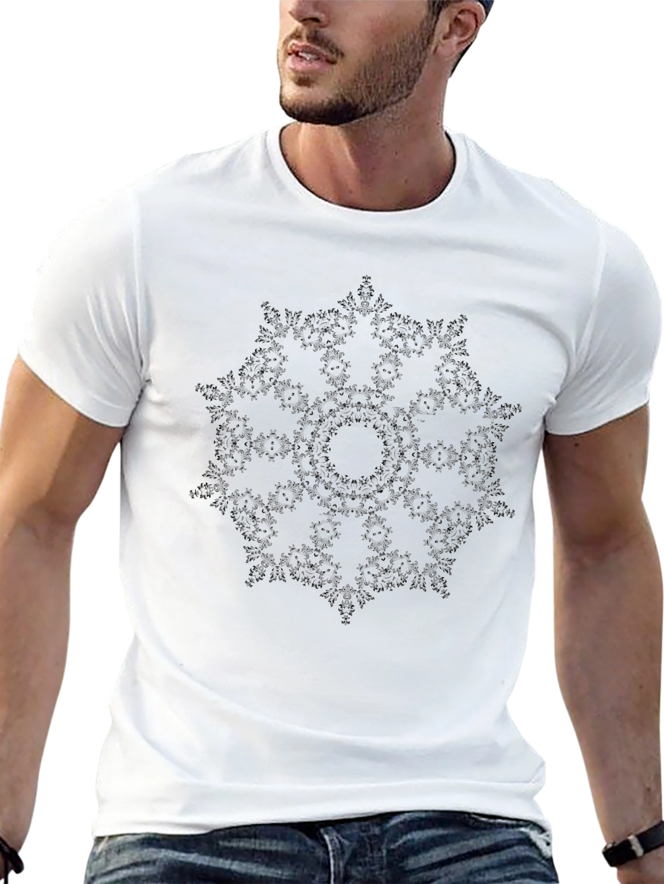 Black Mandala Graphic Print Tee