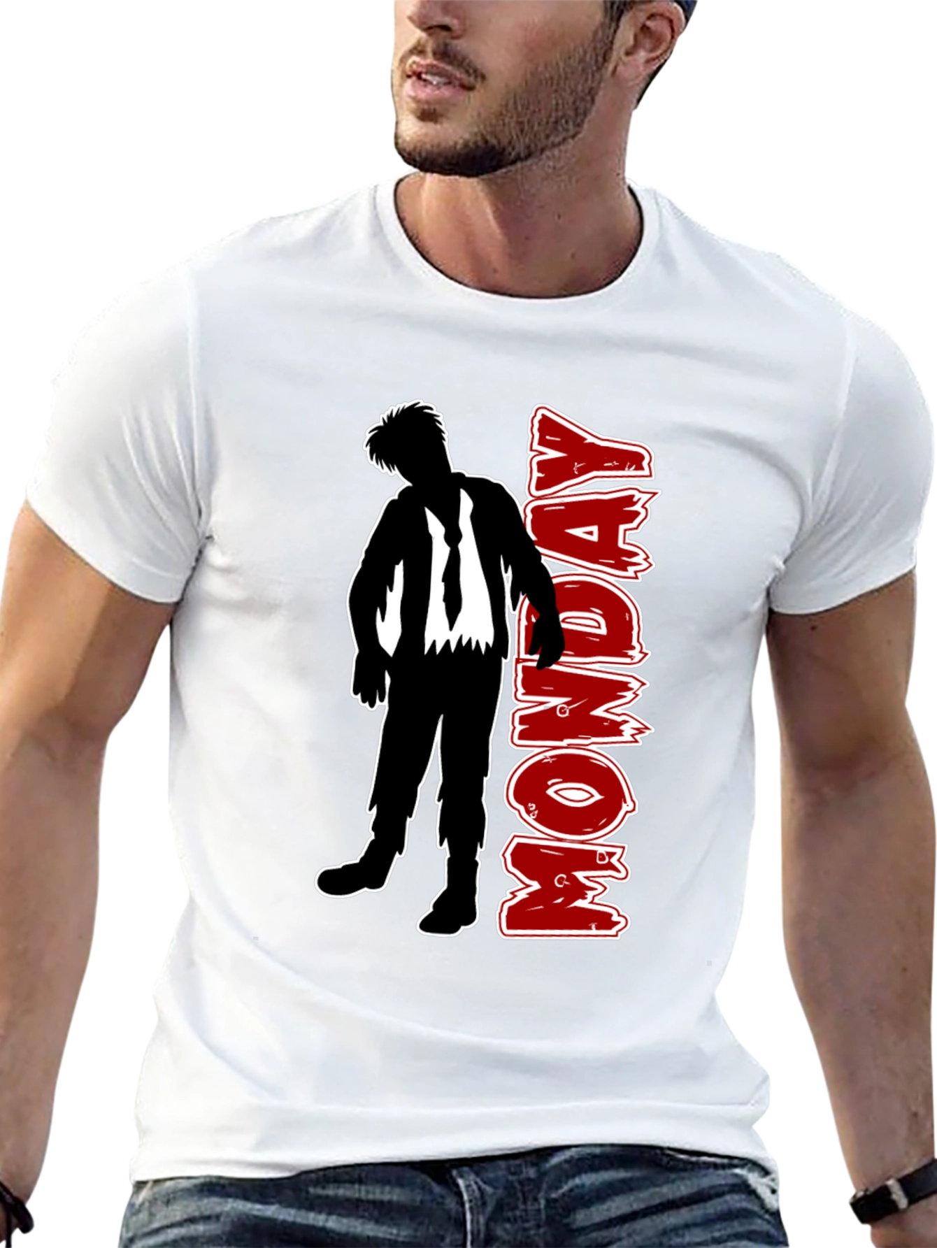 Monday Zombie Graphic Tee - Black Crew Neck