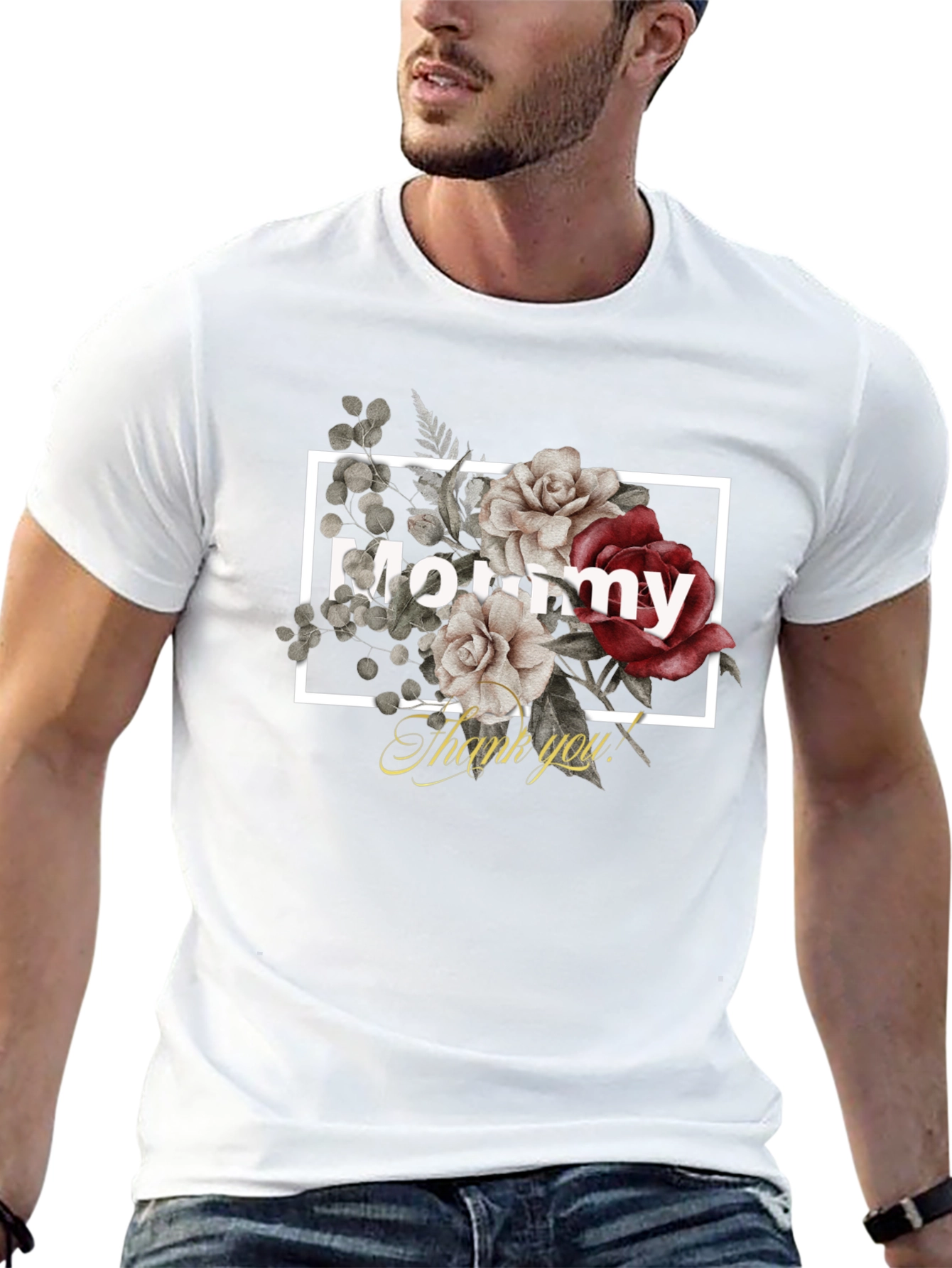 Mommy Floral Graphic Black T-Shirt