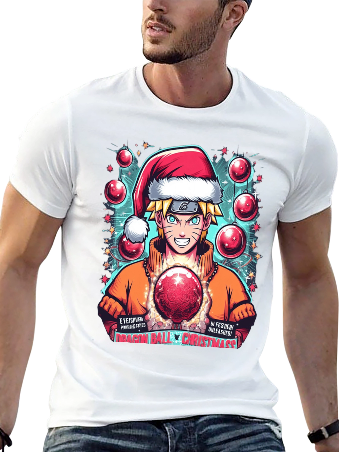 Naruto Dragon Ball Christmas Graphic T-Shirt