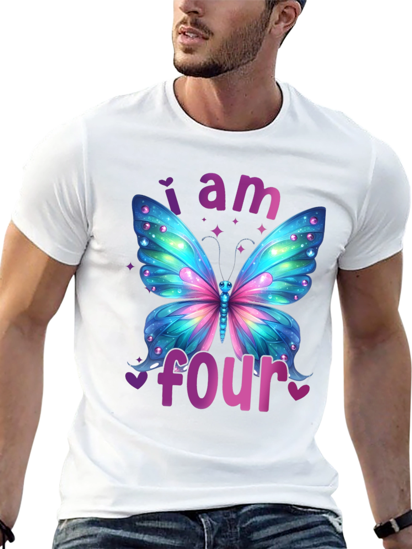 I Am Four Butterfly Birthday T-Shirt