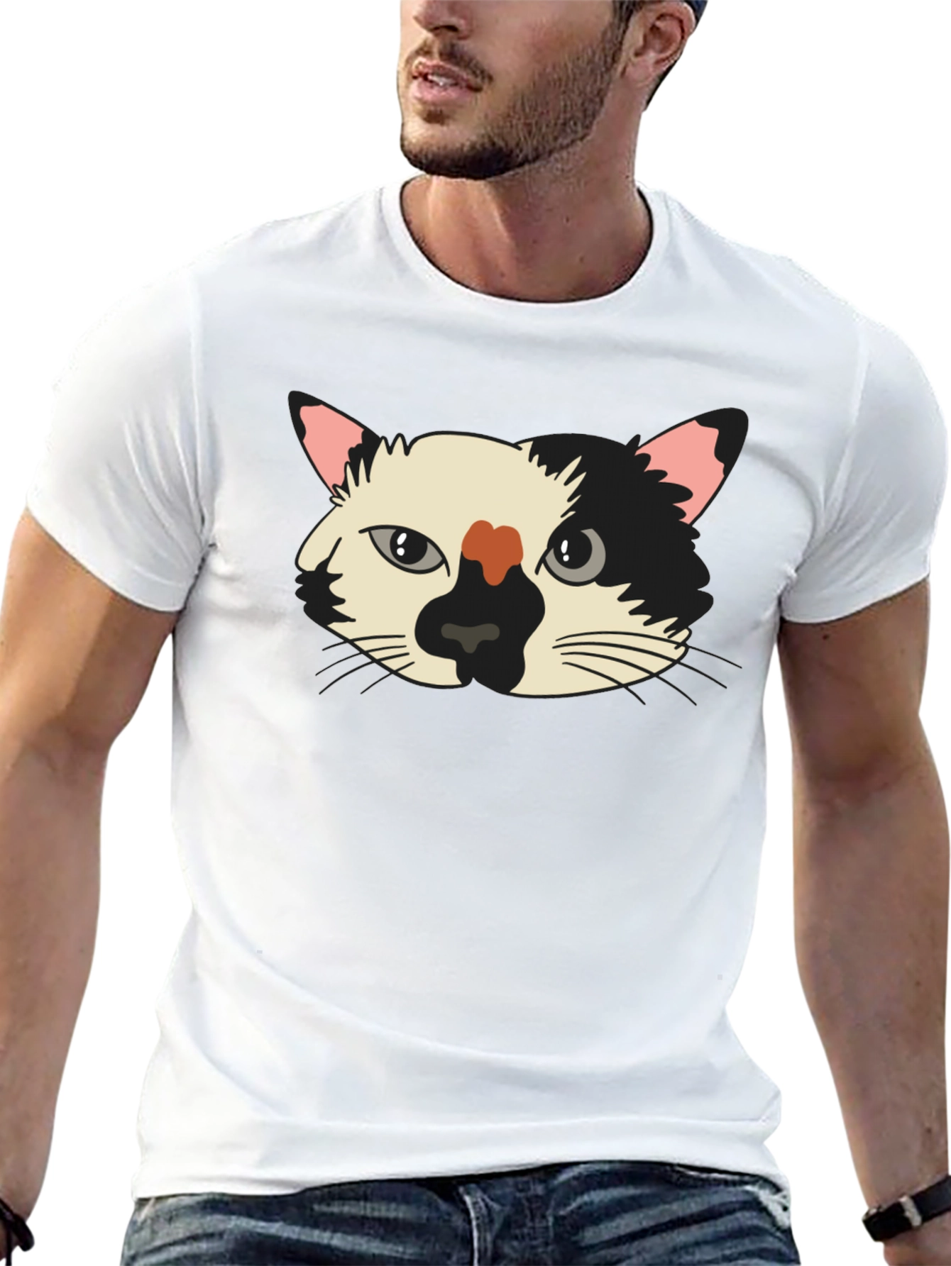 Cat Face Graphic Tee - Unisex Black T-Shirt
