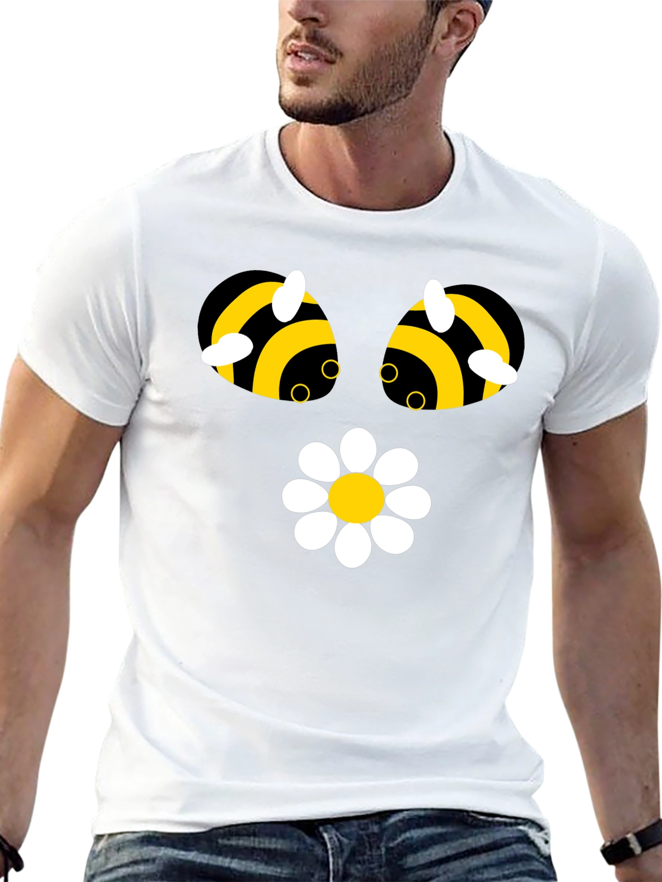 Funny Bee & Daisy Graphic T-Shirt