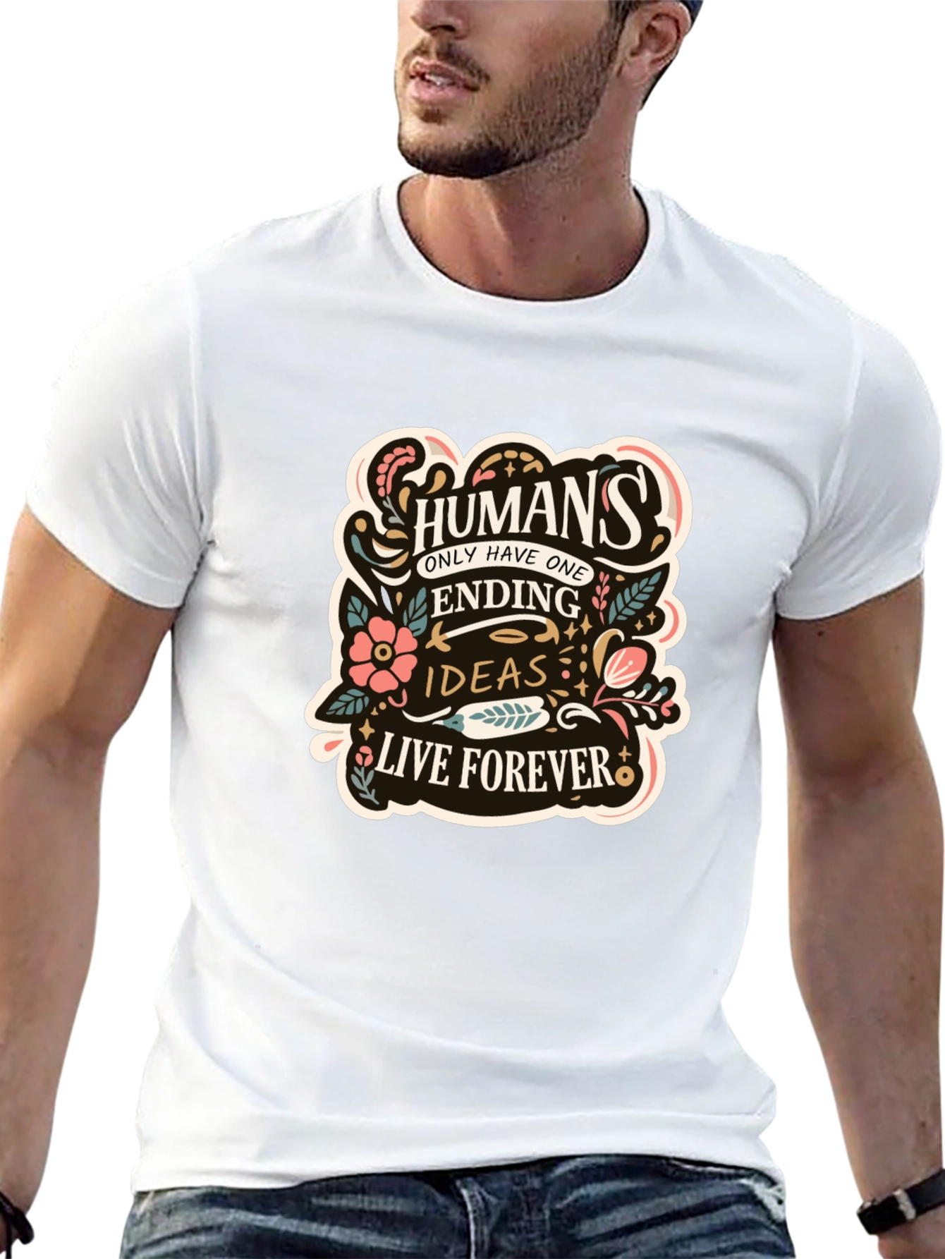 Humans Ending Ideas Forever Black Graphic Tee