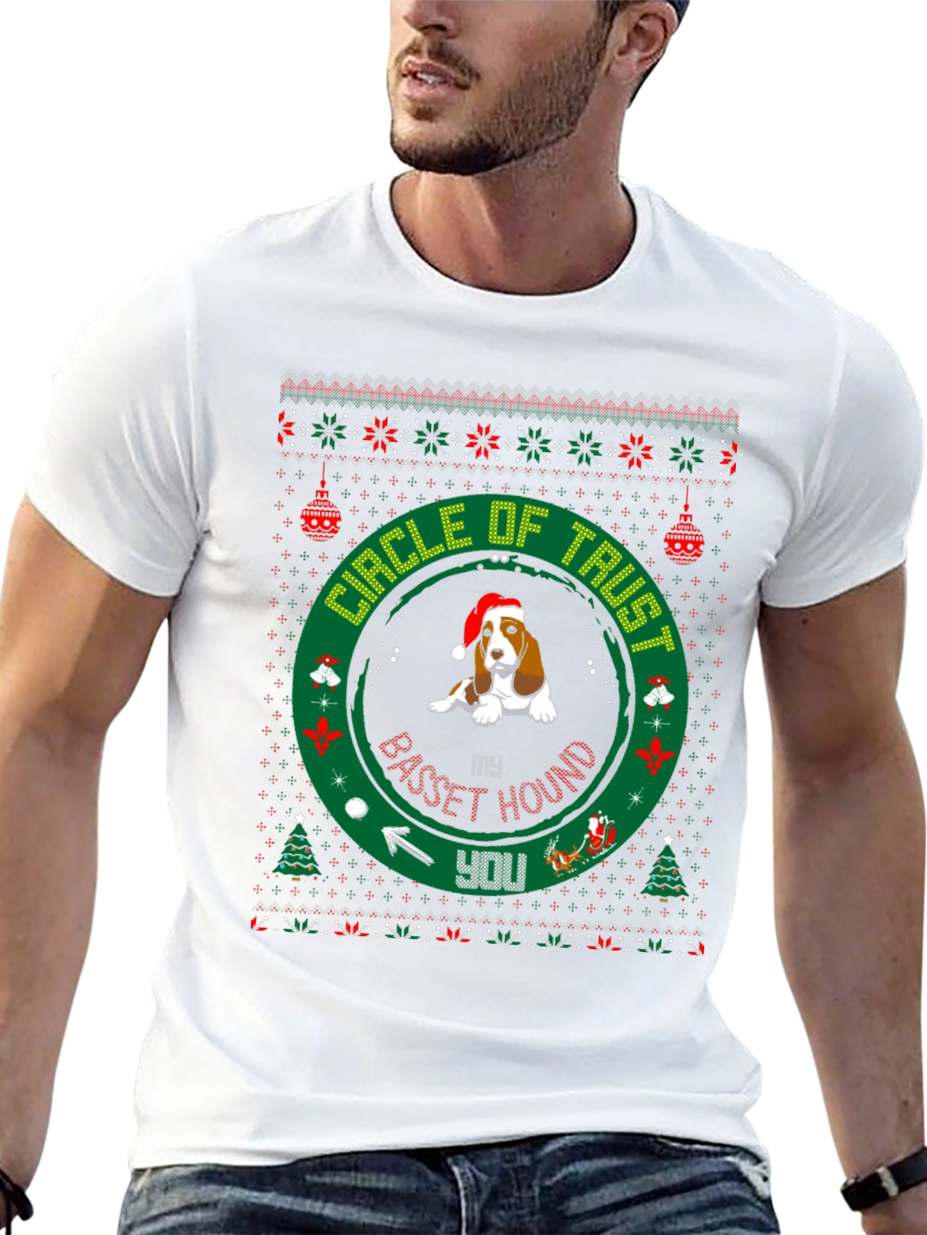 Basset Hound Christmas Circle of Trust T-Shirt
