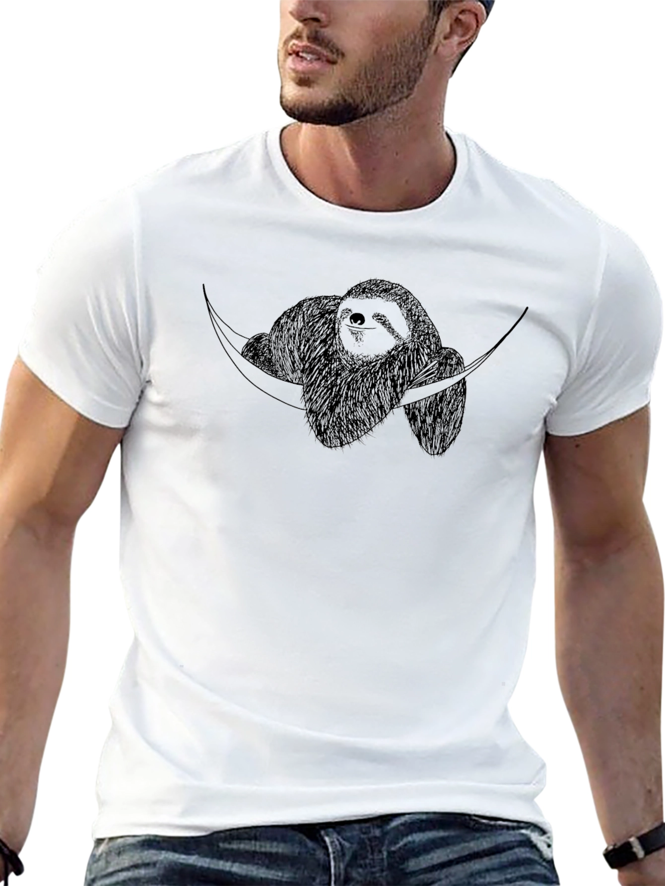 Sloth Hammock Graphic T-Shirt - Relaxed Style