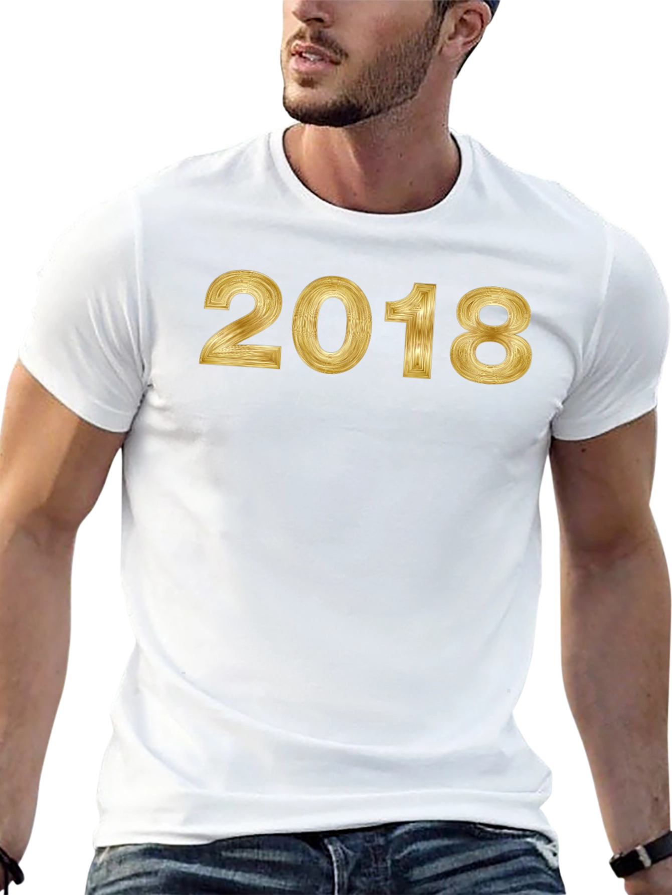 2018 Gold Print Black T-Shirt