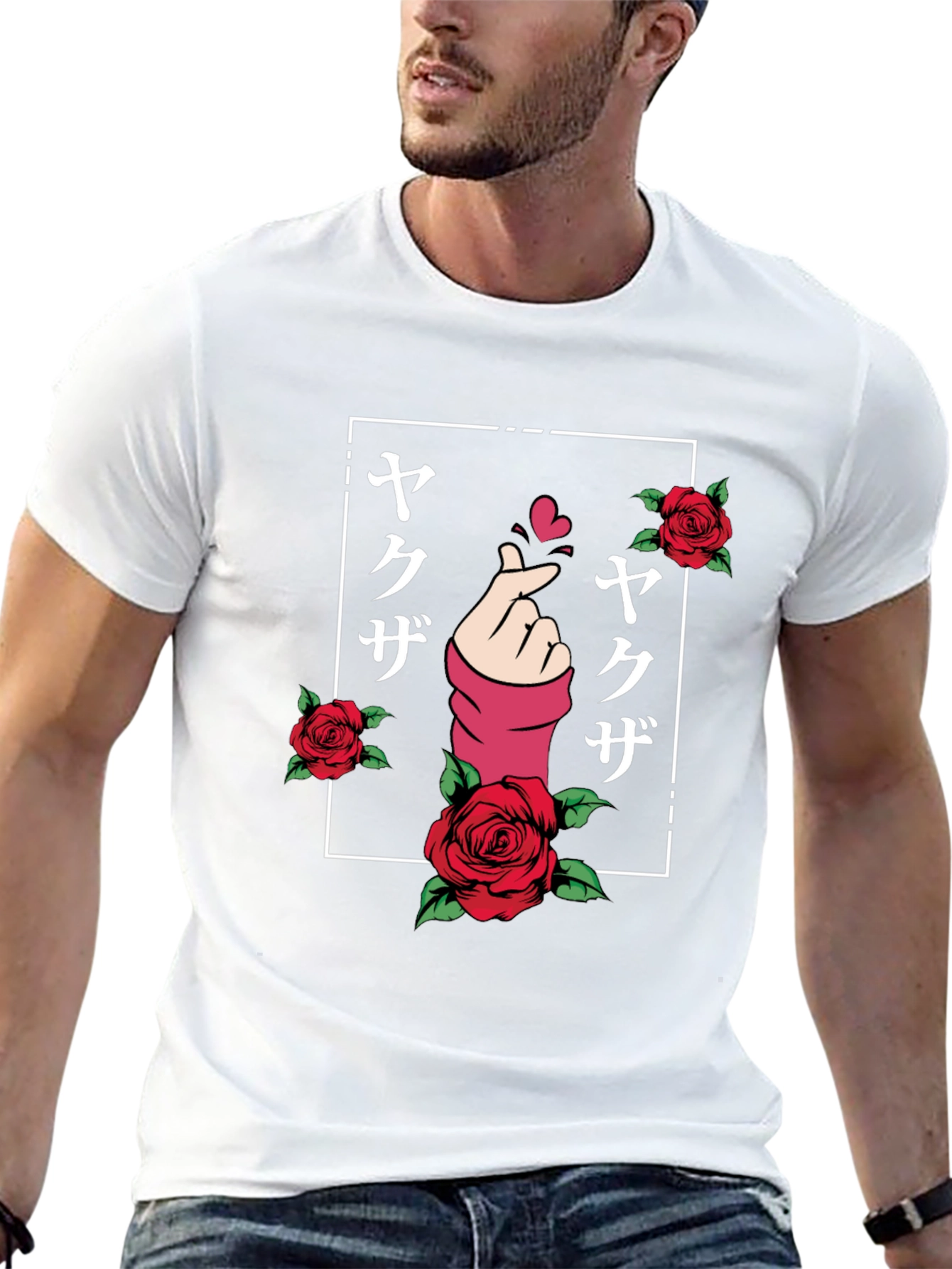 Finger Heart Rose Graphic Tee