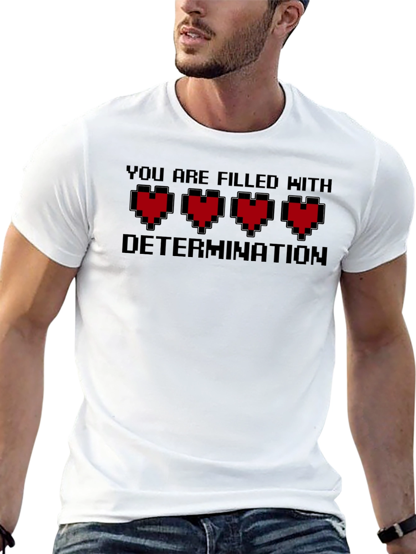 Determination Pixel Heart T-Shirt - Black