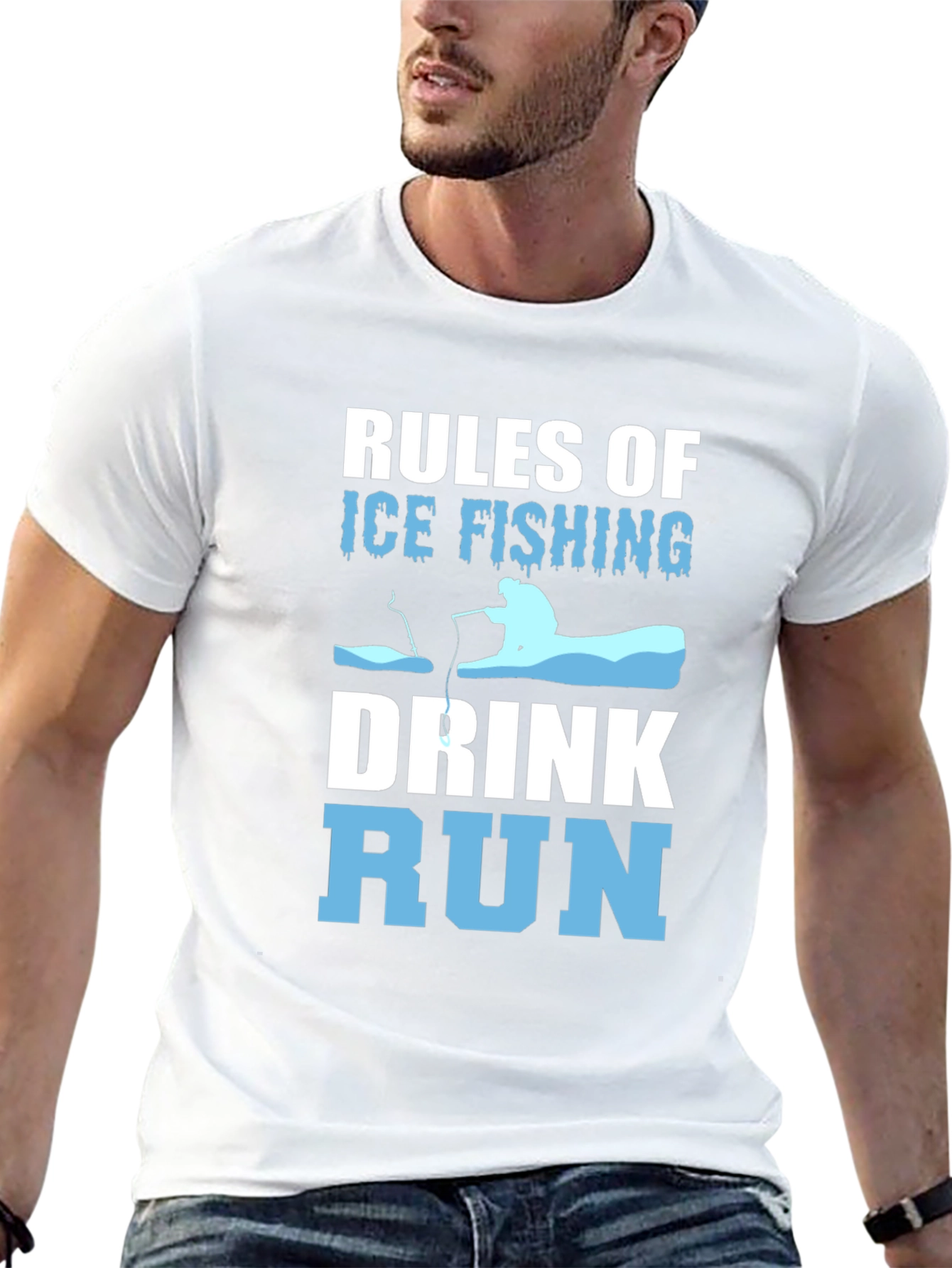 Ice Fishing Rules Mens Graphic Tee