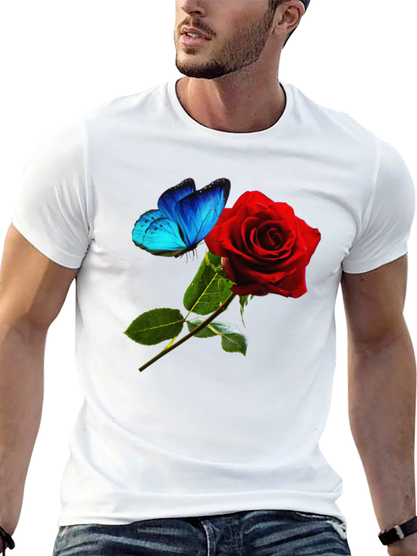 Rose & Butterfly Graphic T-Shirt