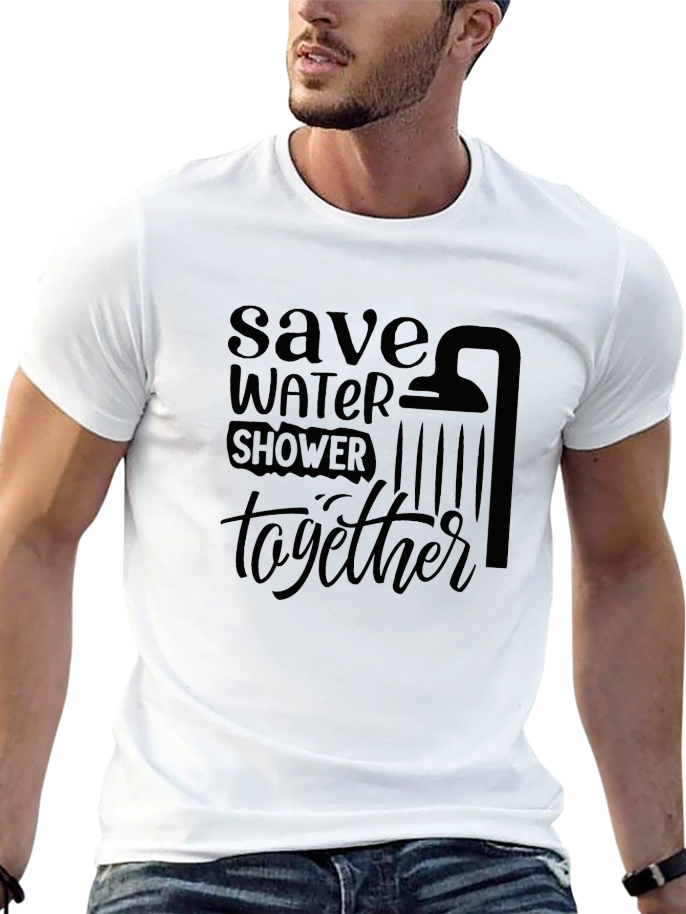 Save Water Shower Together Black T-Shirt