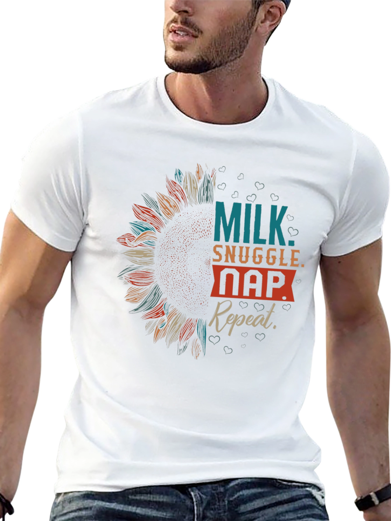 Milk Snuggle Nap Repeat Sunflower Tee