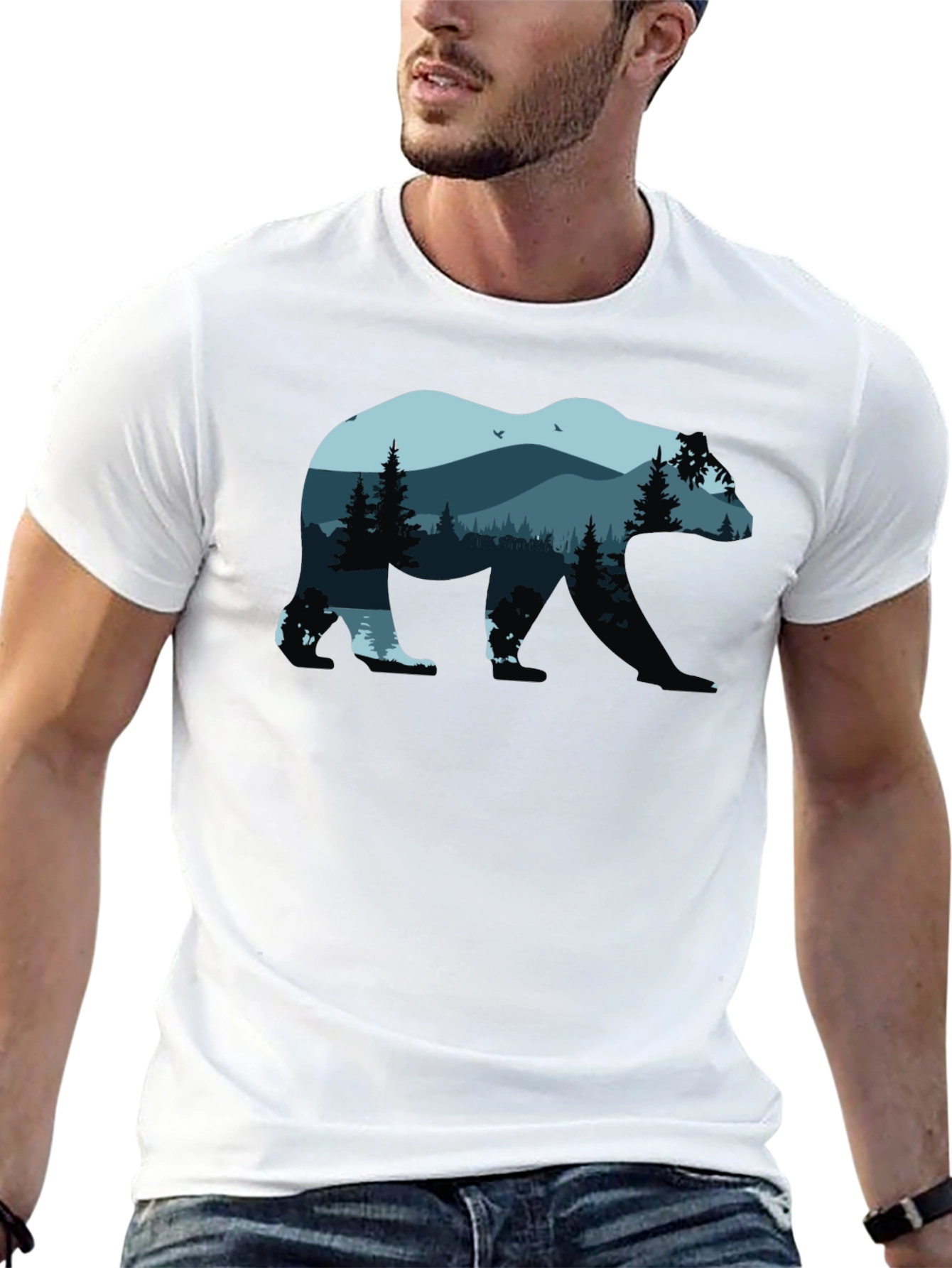 Nature Bear Graphic T-Shirt - Black