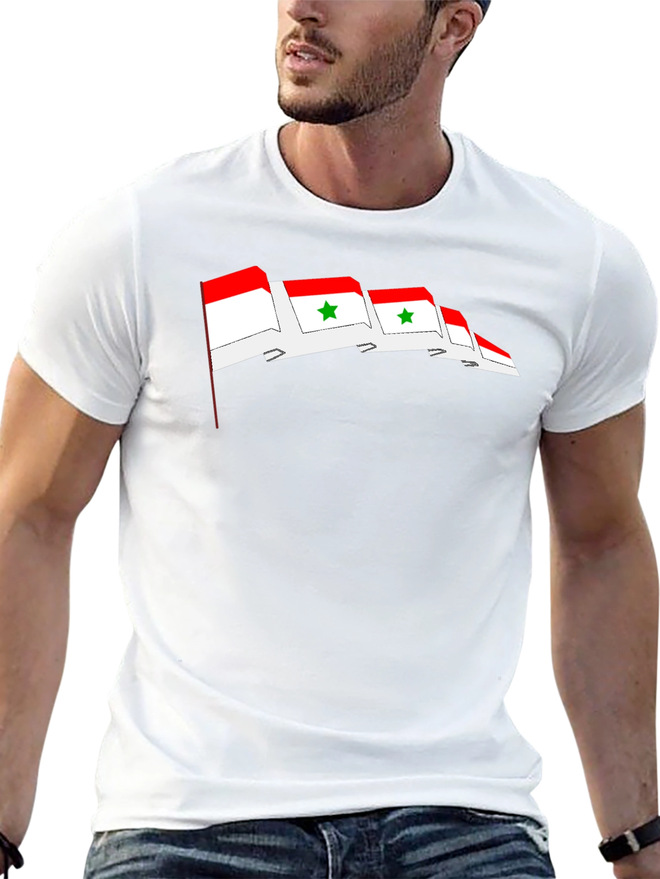Syria Flag Graphic Print T-Shirt - Black