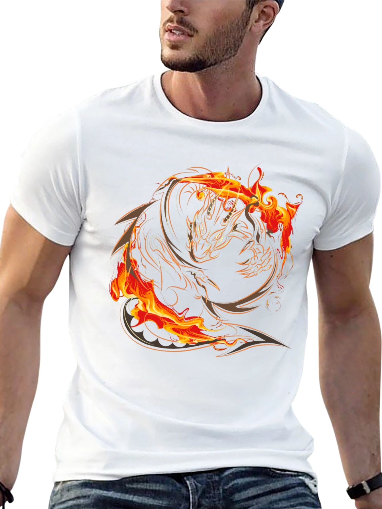 Fiery Dragon Graphic Black T-Shirt