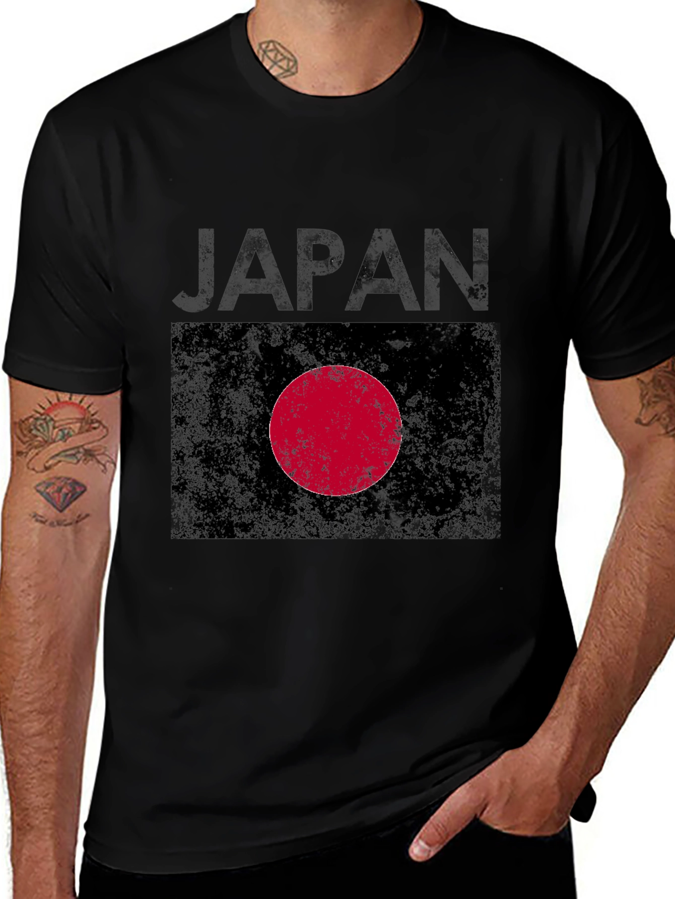 Japan Flag Graphic Tee - Distressed Print