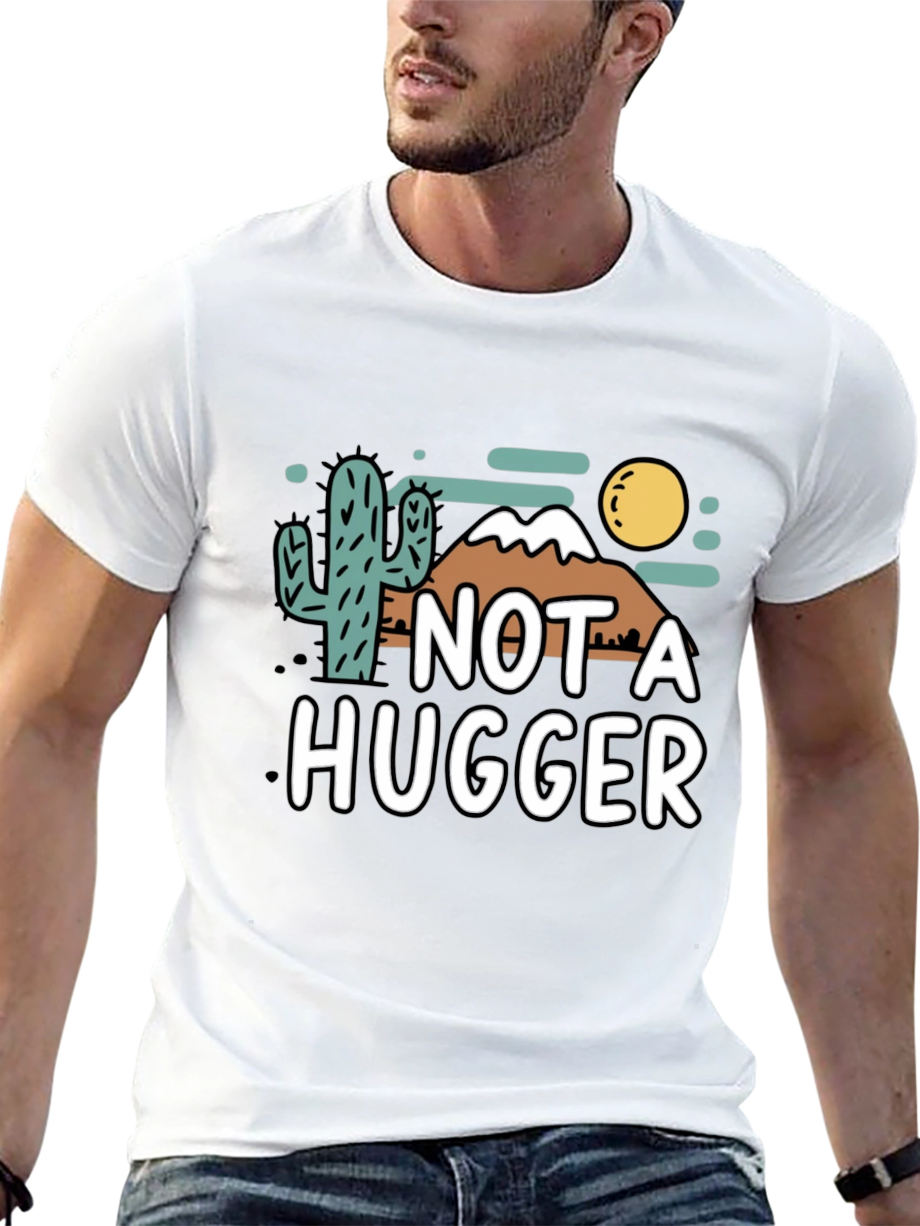 Not A Hugger Graphic T-Shirt - Funny Cactus Tee
