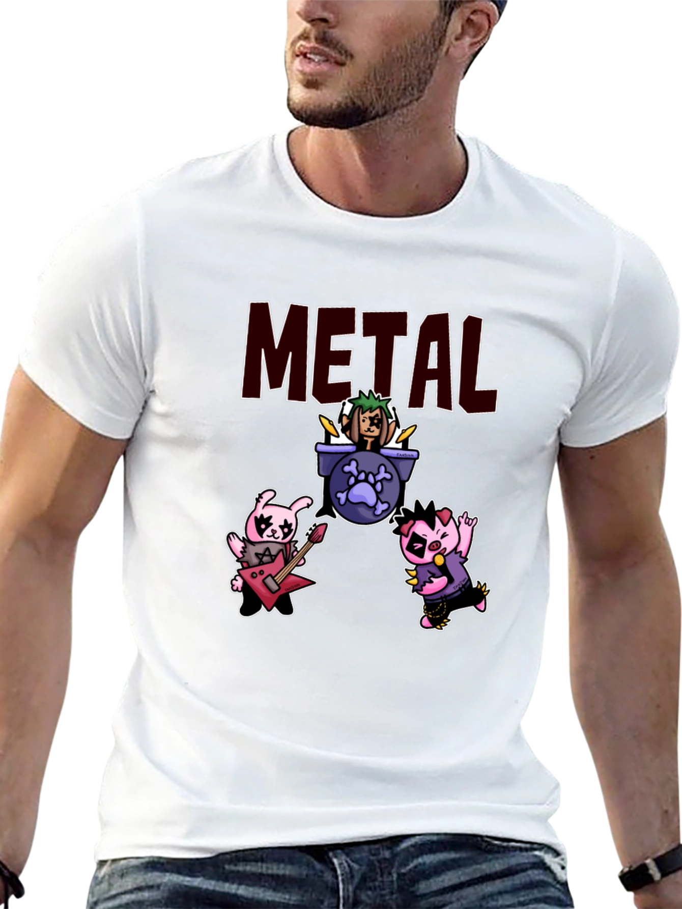 Metal Band Cartoon Graphic T-Shirt