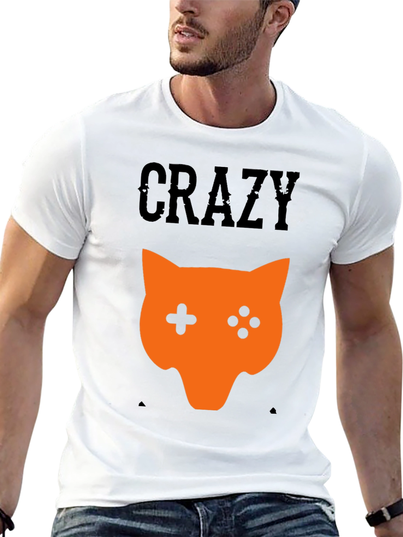Crazy Gamer Fox Black T-Shirt