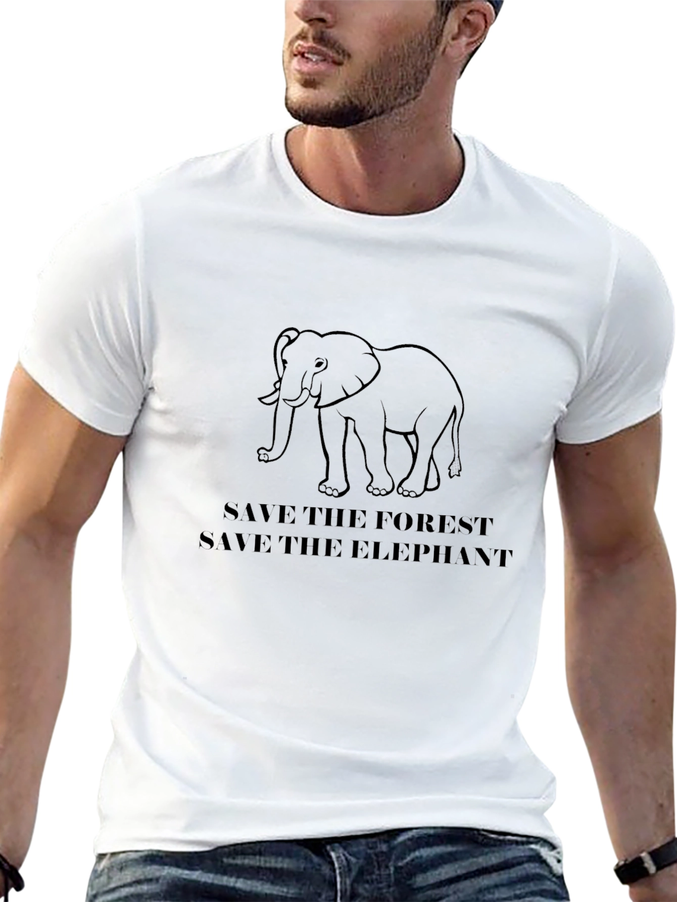 Save the Elephant T-Shirt Black Cotton Tee
