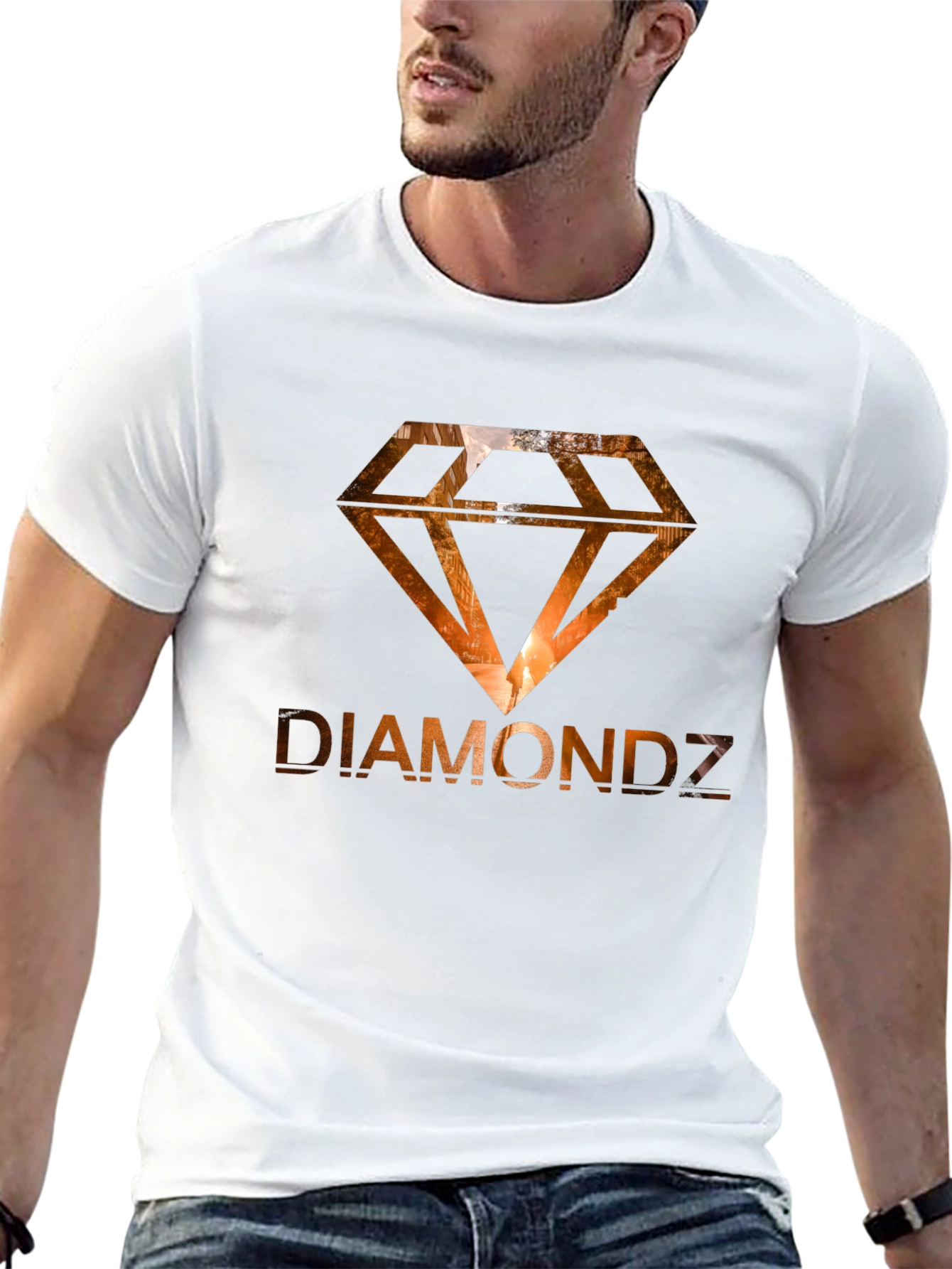 Diamondz Graphic Print Black T-Shirt