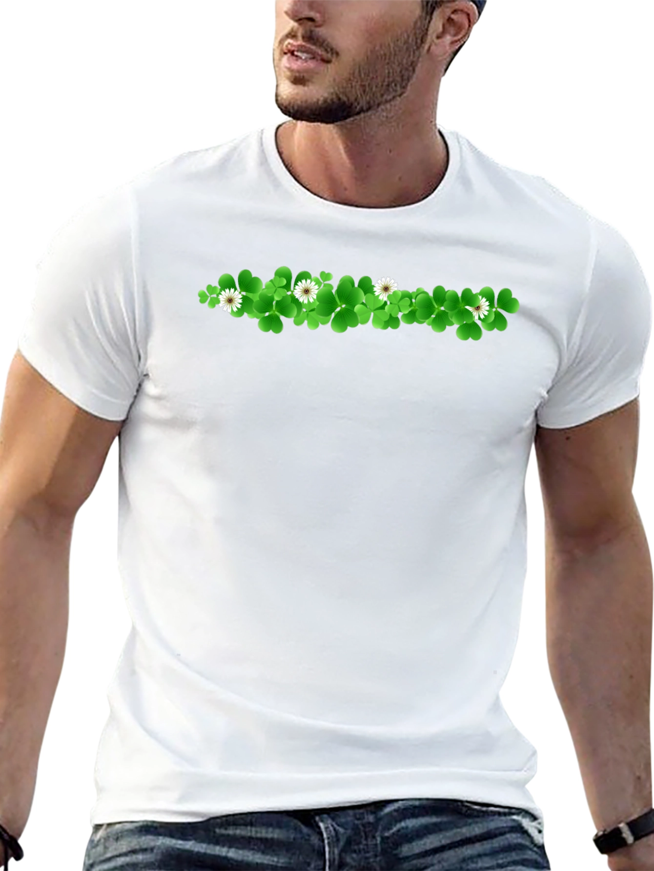 Shamrock & Daisy Graphic Print Black T-Shirt