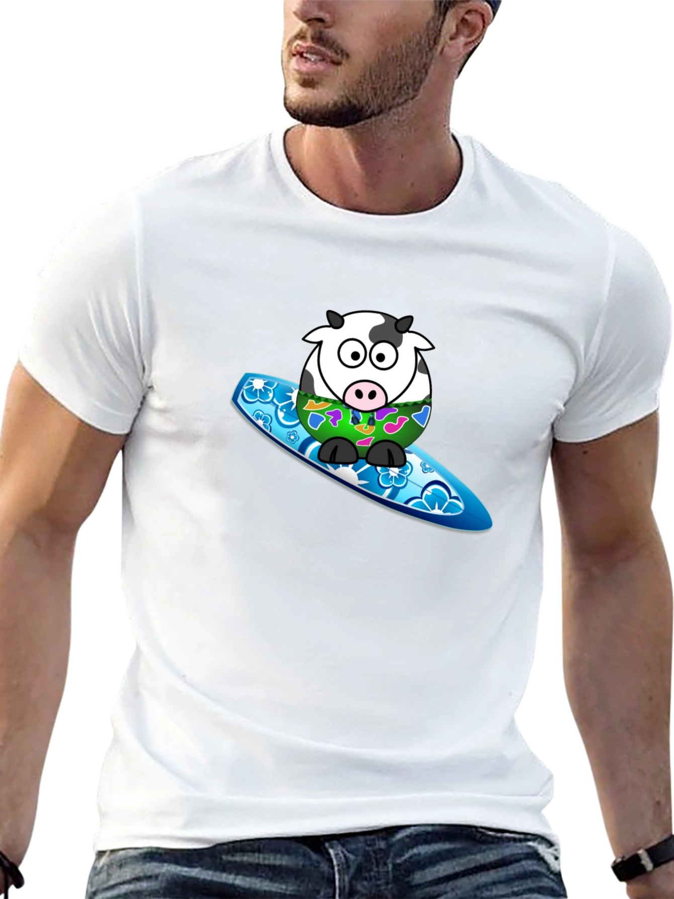 Surfing Cow Graphic T-Shirt